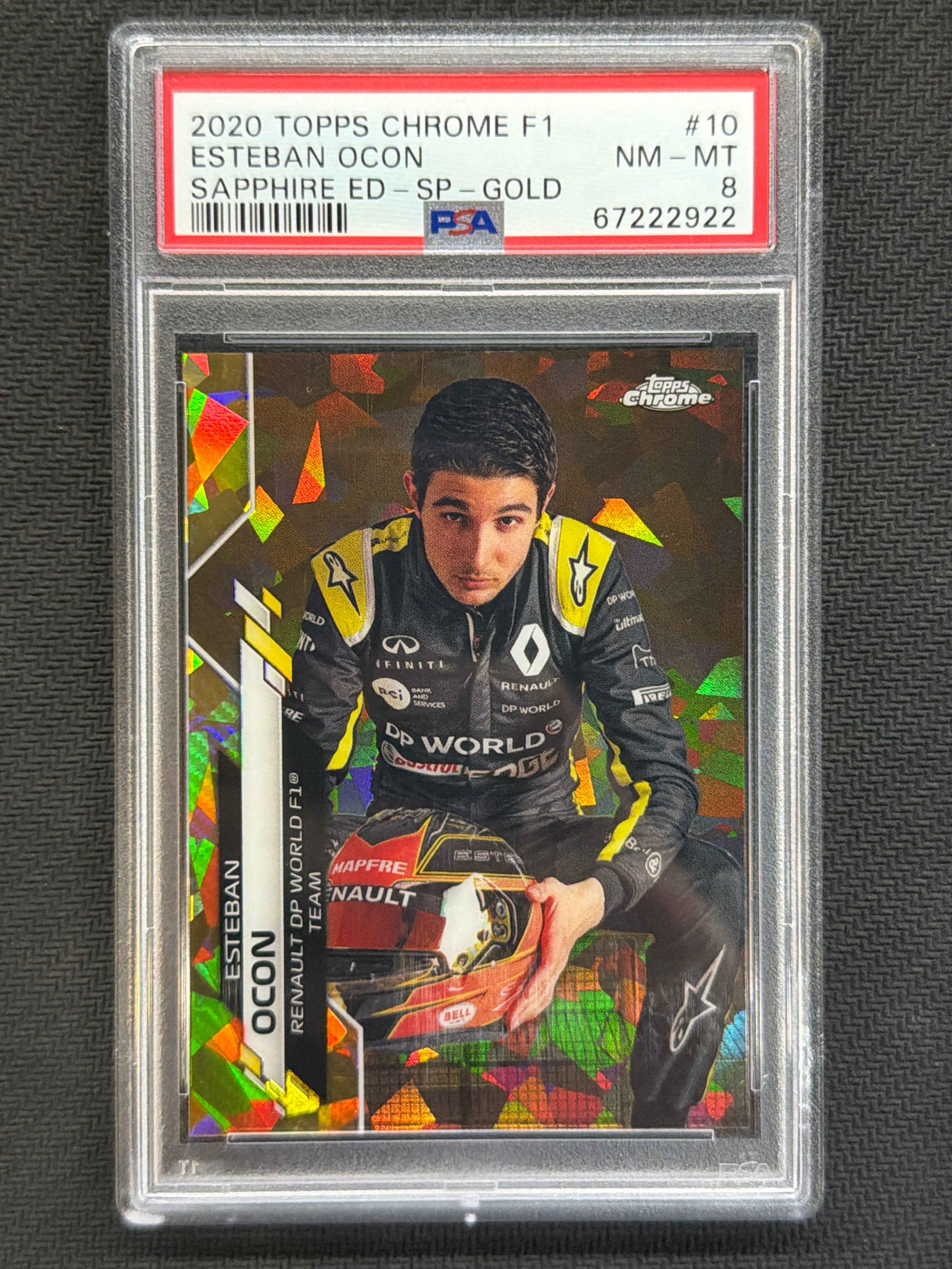 2020 Topps Chrome F1 Sapphire  Esteban Ocon Gold /50 Image Variation PSA 8 922