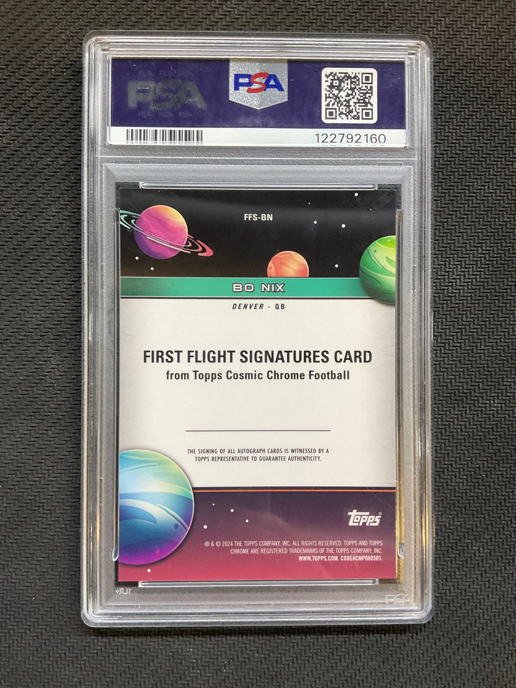 2024 Topps Cosmic Chrome Bo Nix First Flight Auto Orange Auto /25 PSA 10 Broncos