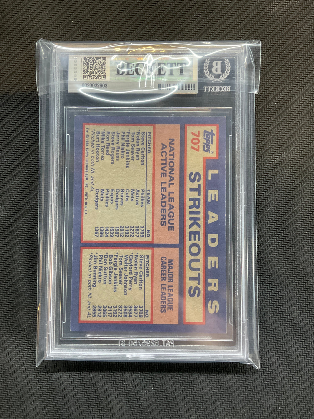 1984 Topps #707 Nolan Ryan Carlton Seaver BGS 8.5