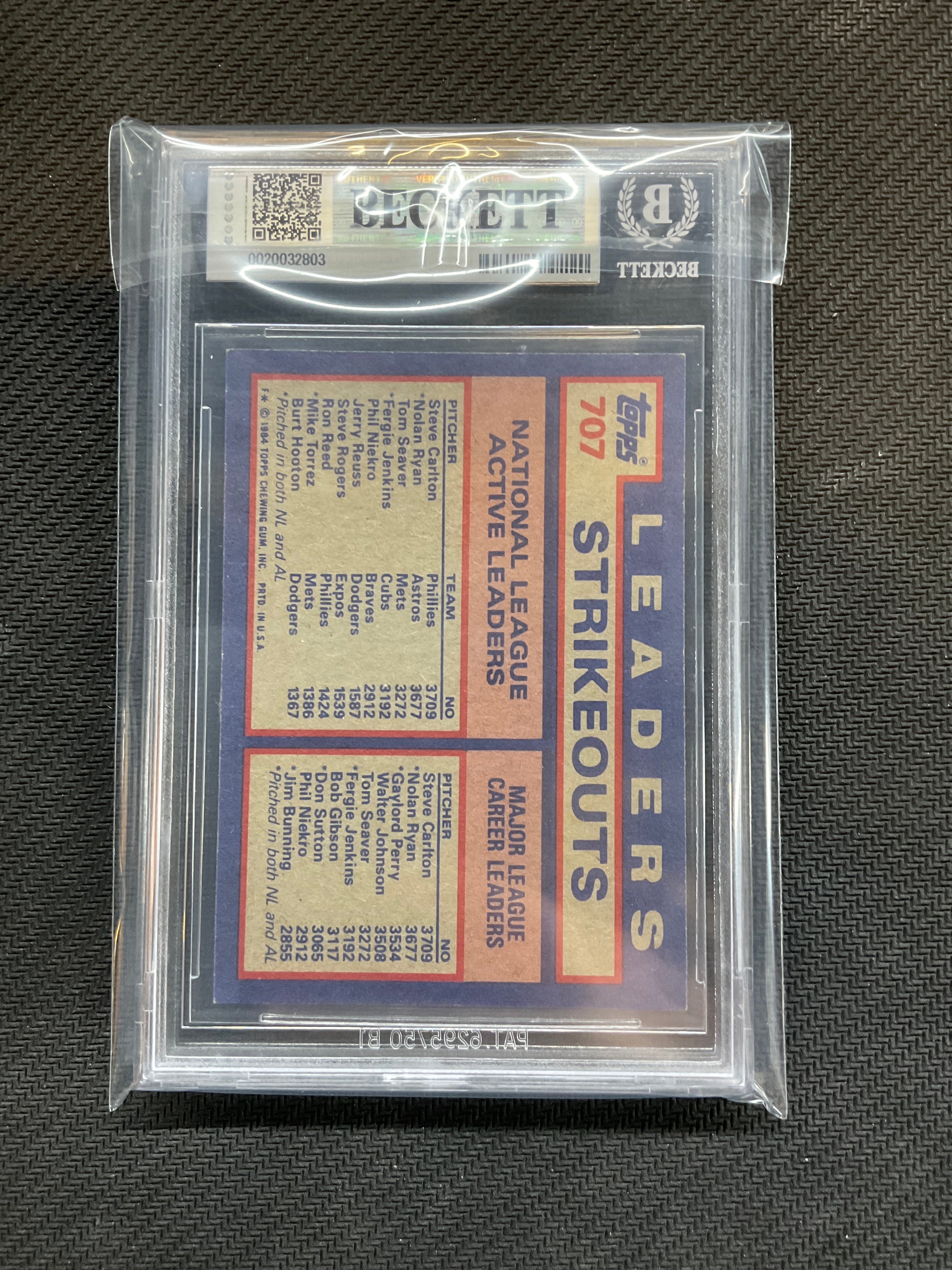1984 Topps #707 Nolan Ryan Carlton Seaver BGS 8.5