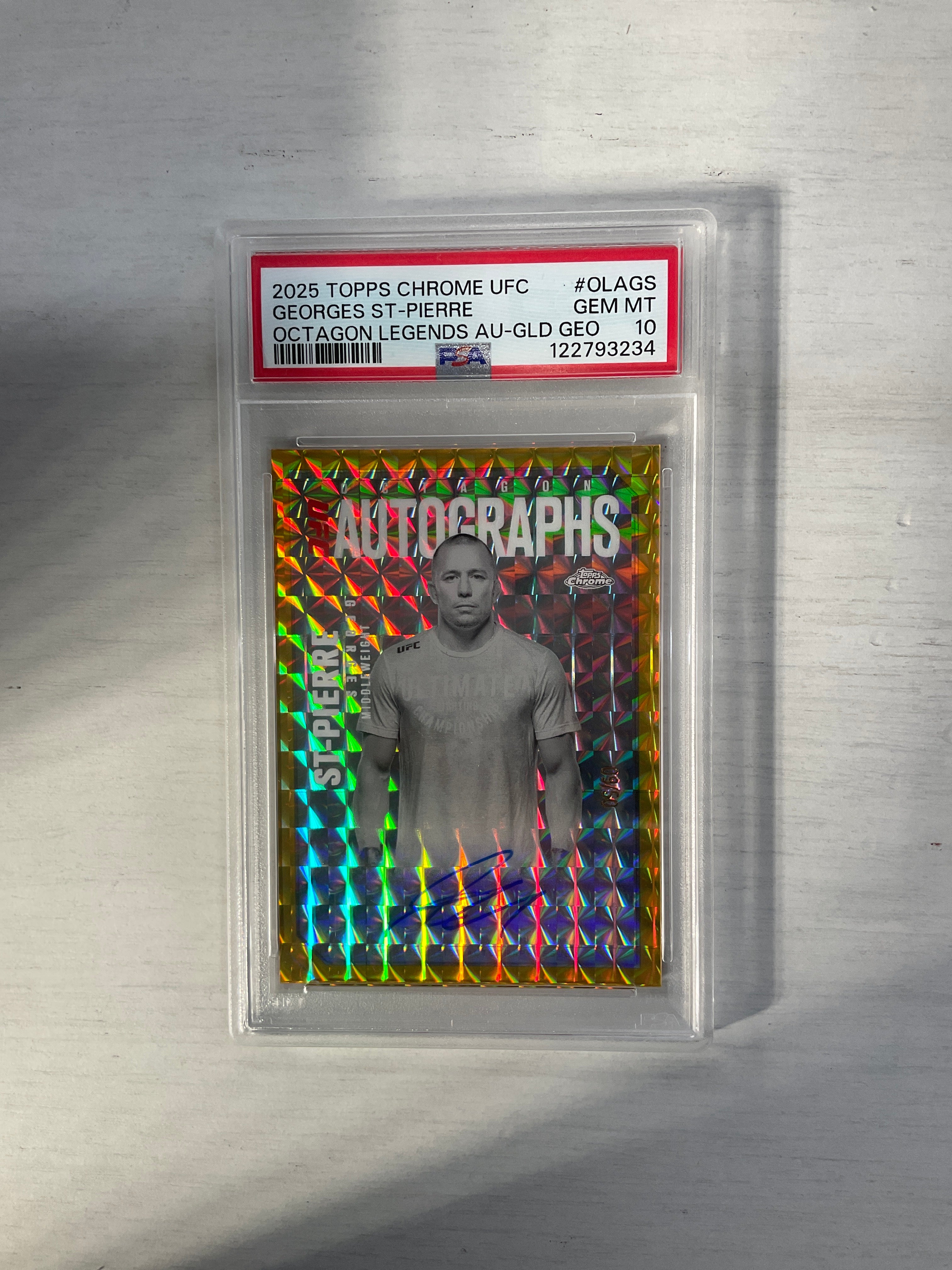 2025 Topps Chrome UFC Georges ST-Pierre Gold Auto /50 PSA 10
