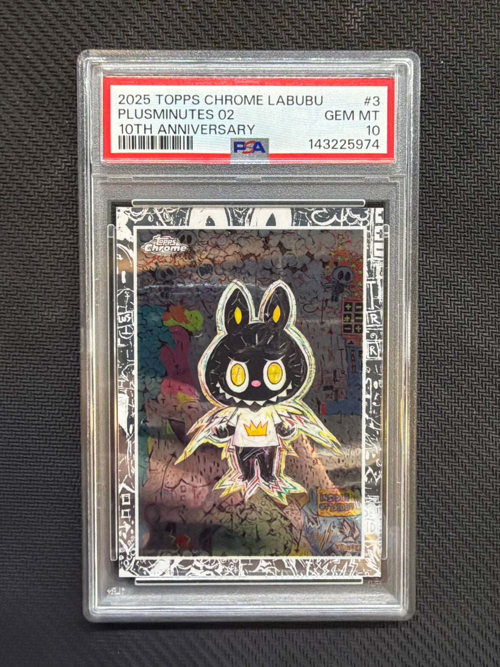 2025 Topps Chrome Labubu Plusminutes 02 10th Anniversary PSA 10