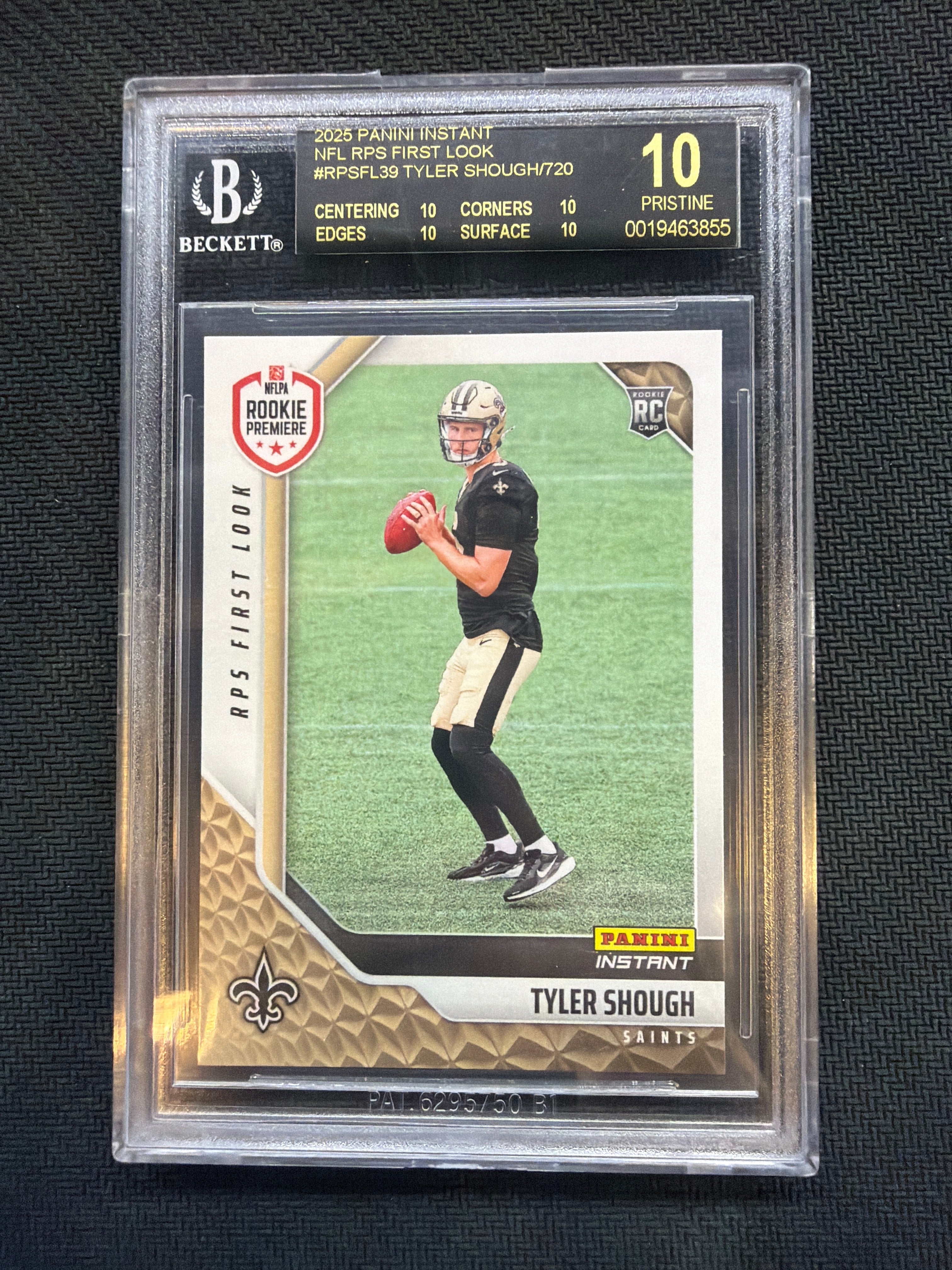 2025 Panini Instant Tyler Shough Rookie First Look BGS 10 Black Label Saints 855