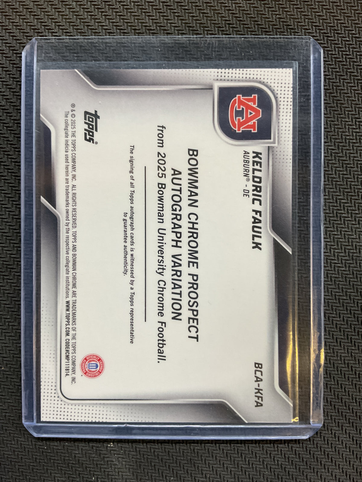 2025 Bowman Chrome U Keldric Faulk 1st Bowman Auto Stealth Refractor Auburn