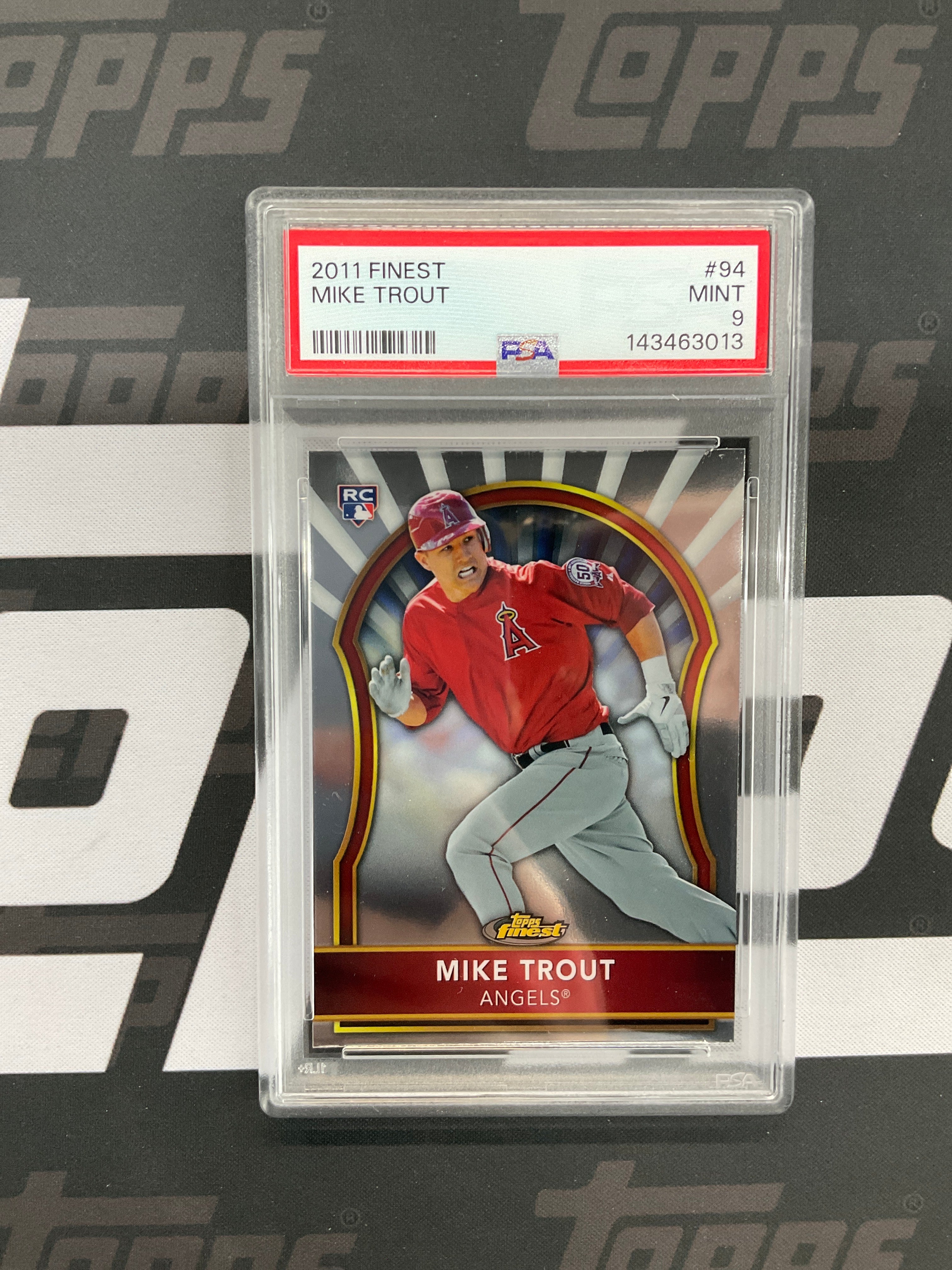 2011 Topps Finest Mike Trout Rookie PSA 9 Angels