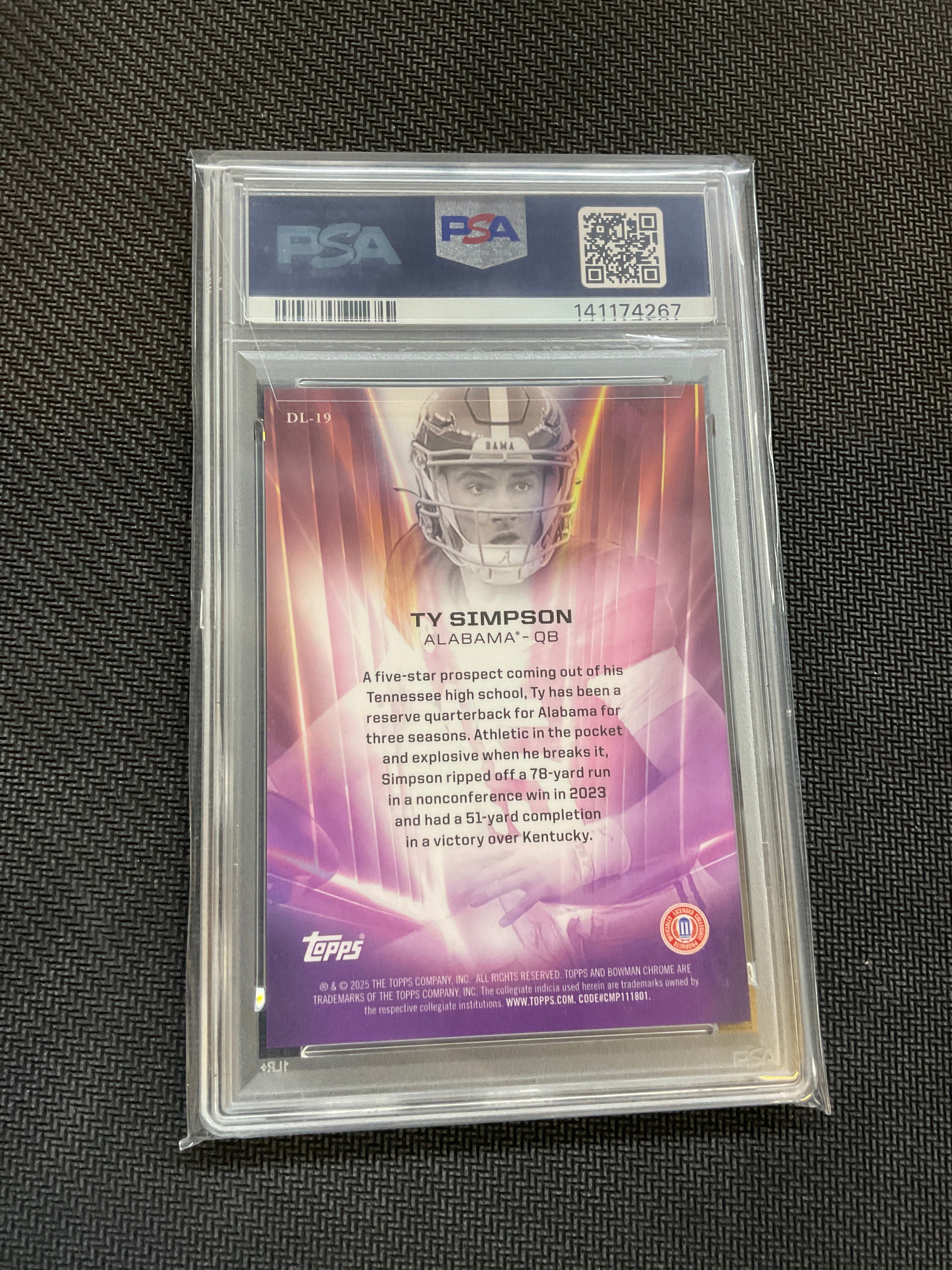 2025 Bowman U Chrome Ty Simpson Dean's List PSA 10 Case Hit Alabama 267