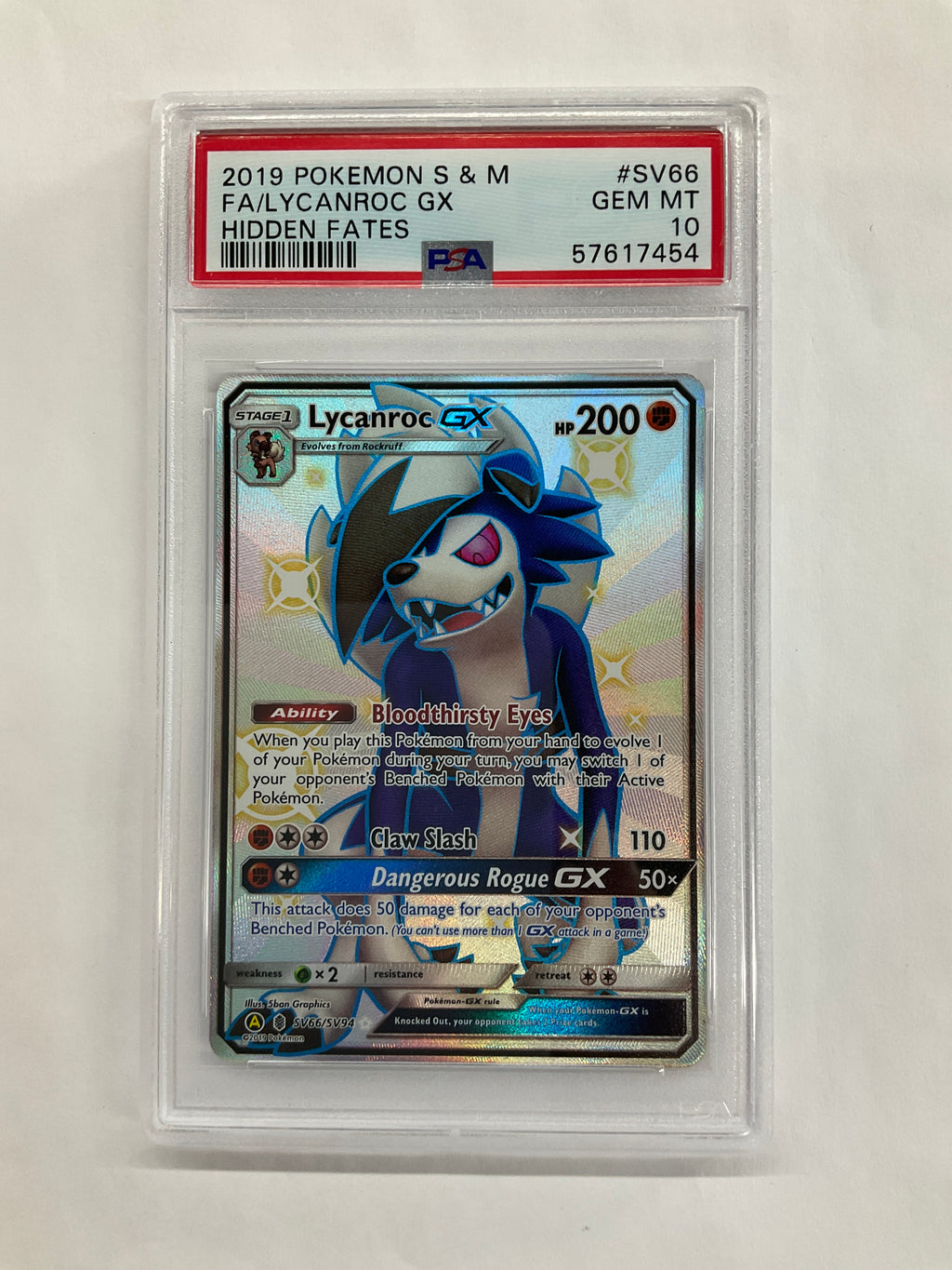 2019 Pokemon Sun & Moon Lycanroc GX SV66 PSA 10