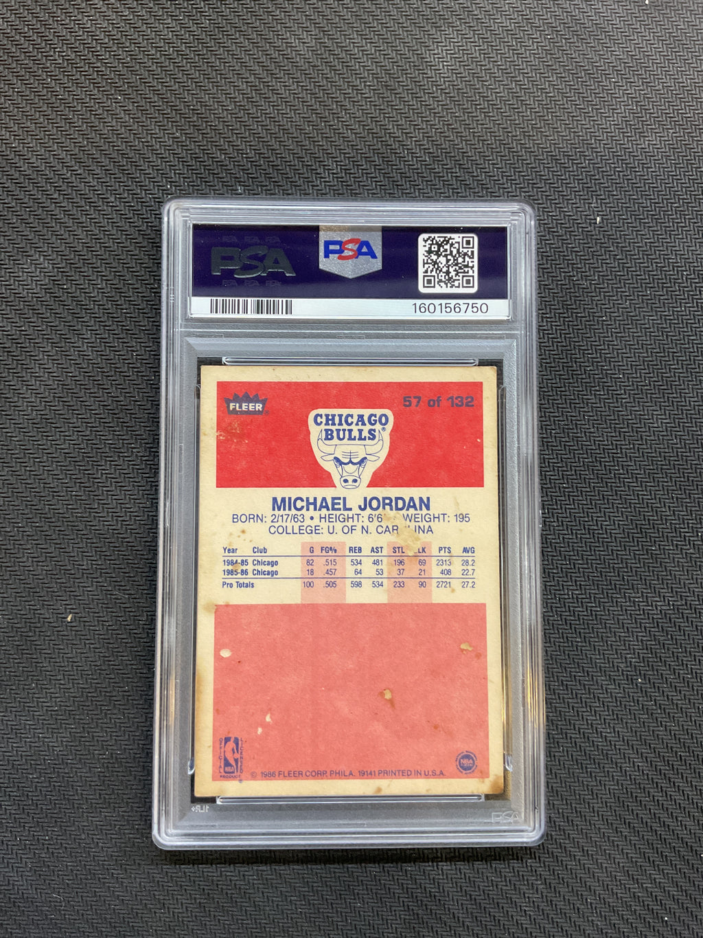 1986 Fleer Michael Jordan Rookie PSA 1 Bulls