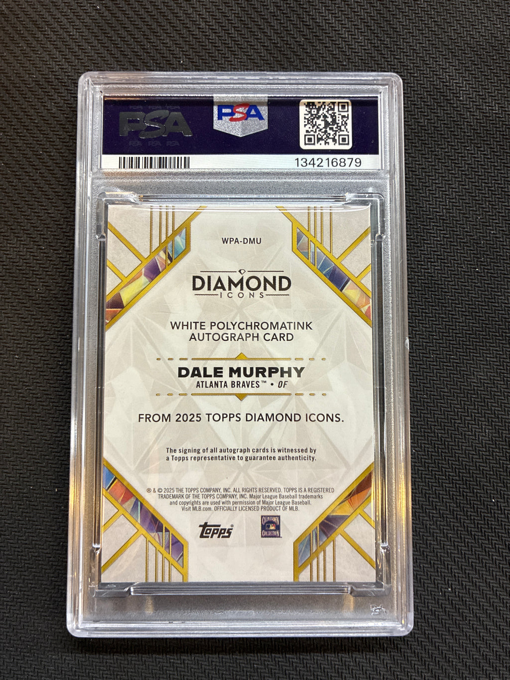 2025 Topps Diamond Icons Dale Murphy White Polychromatink Auto /15 Inscription PSA 9 Braves