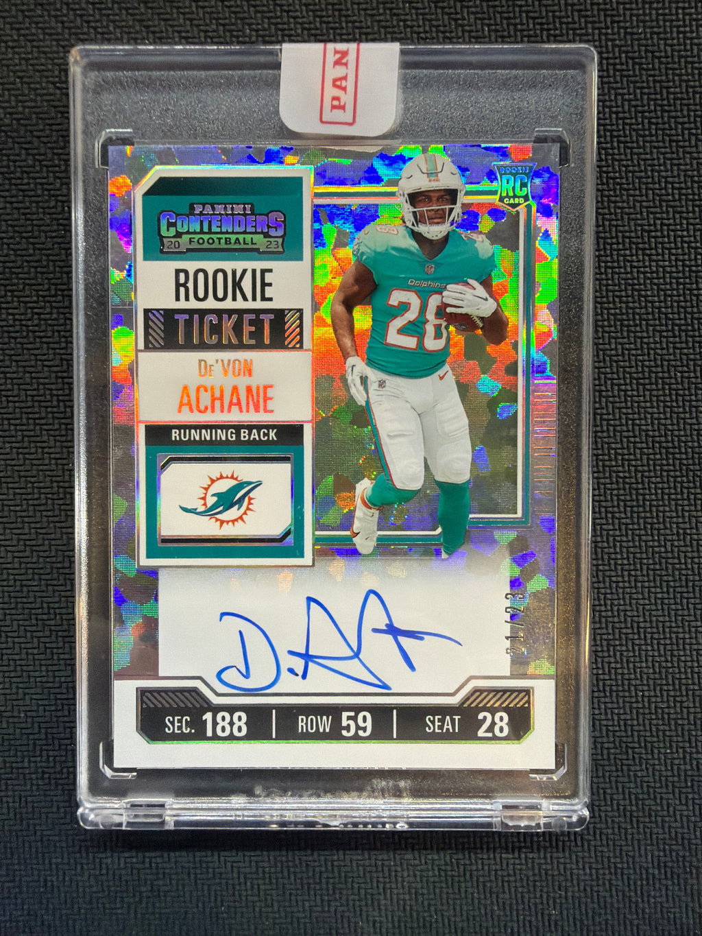 2023 Panini Contenders De'Von Achane Rookie Auto /23 Dolphins