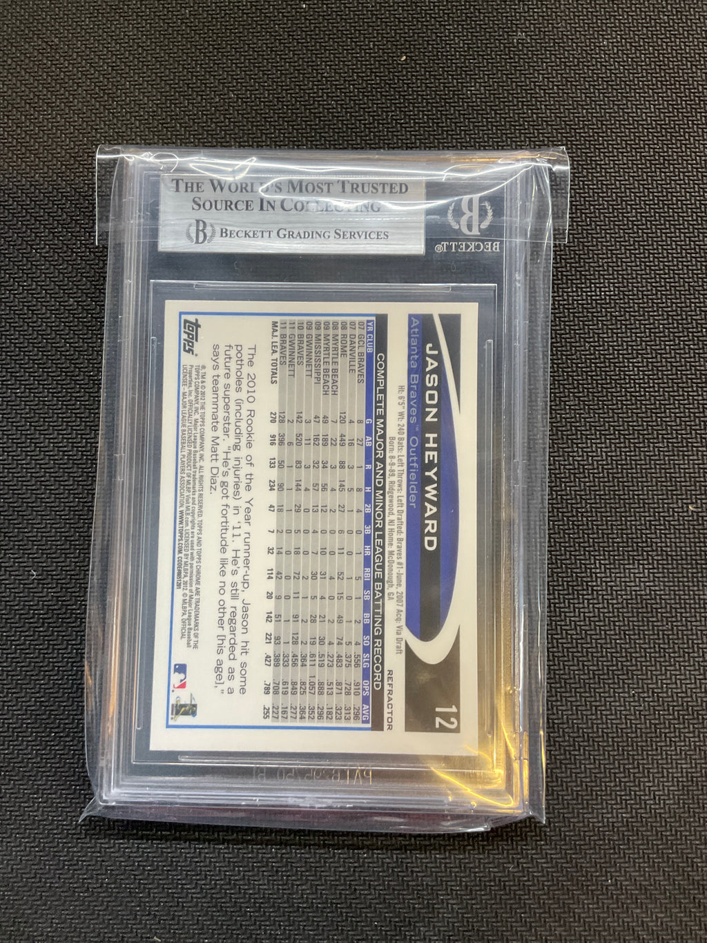 2012 Topps Chrome Jason Heyward Orange Refractor BGS 9 Braves