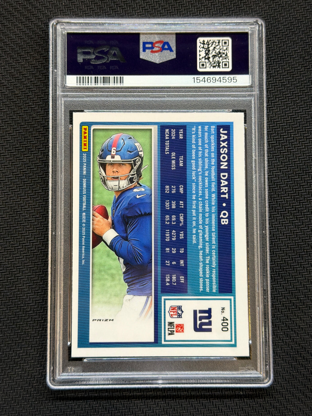 2025 Donruss Optic Preview Jaxson Dart Red Wave PSA 8 595
