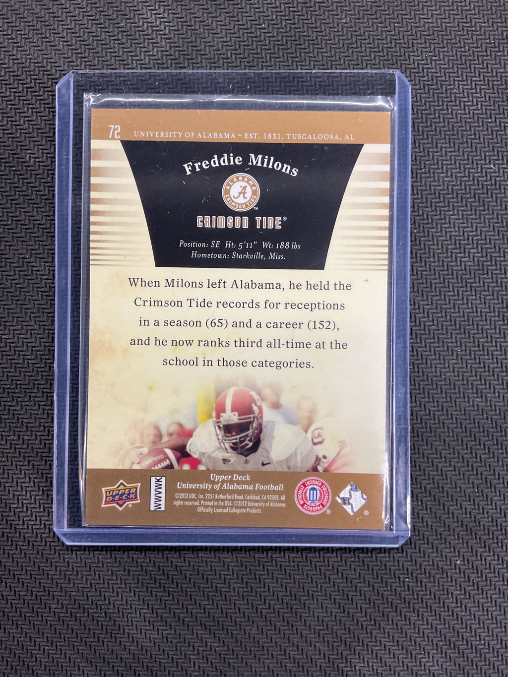 2012 Upper Deck Freddie Milons /50 Alabama