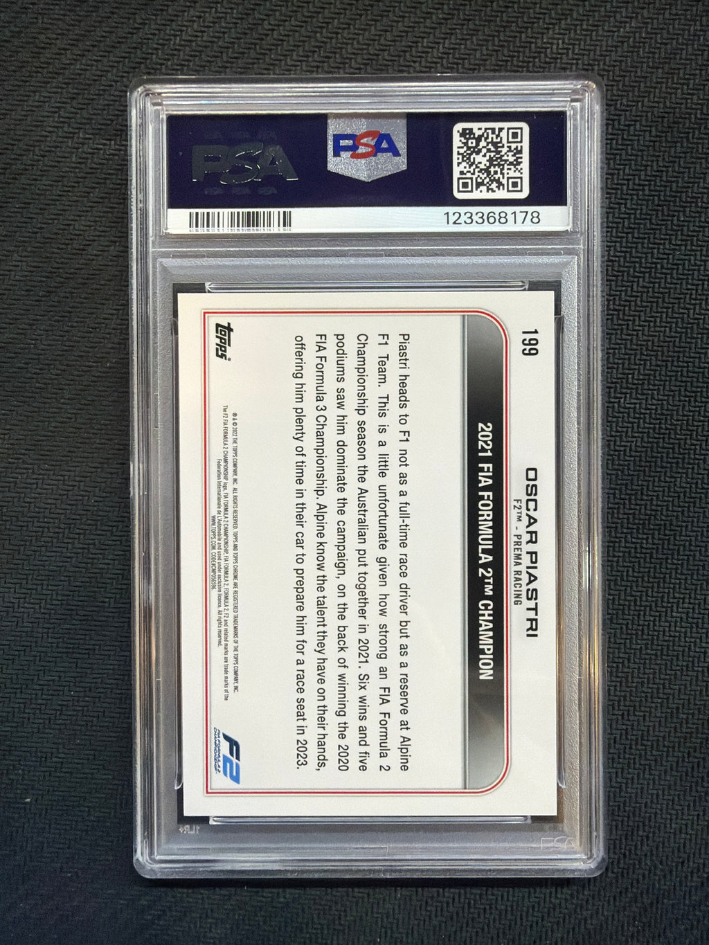 2022 Topps Chrome F1 Oscar Piastri Rookie PSA 9 178