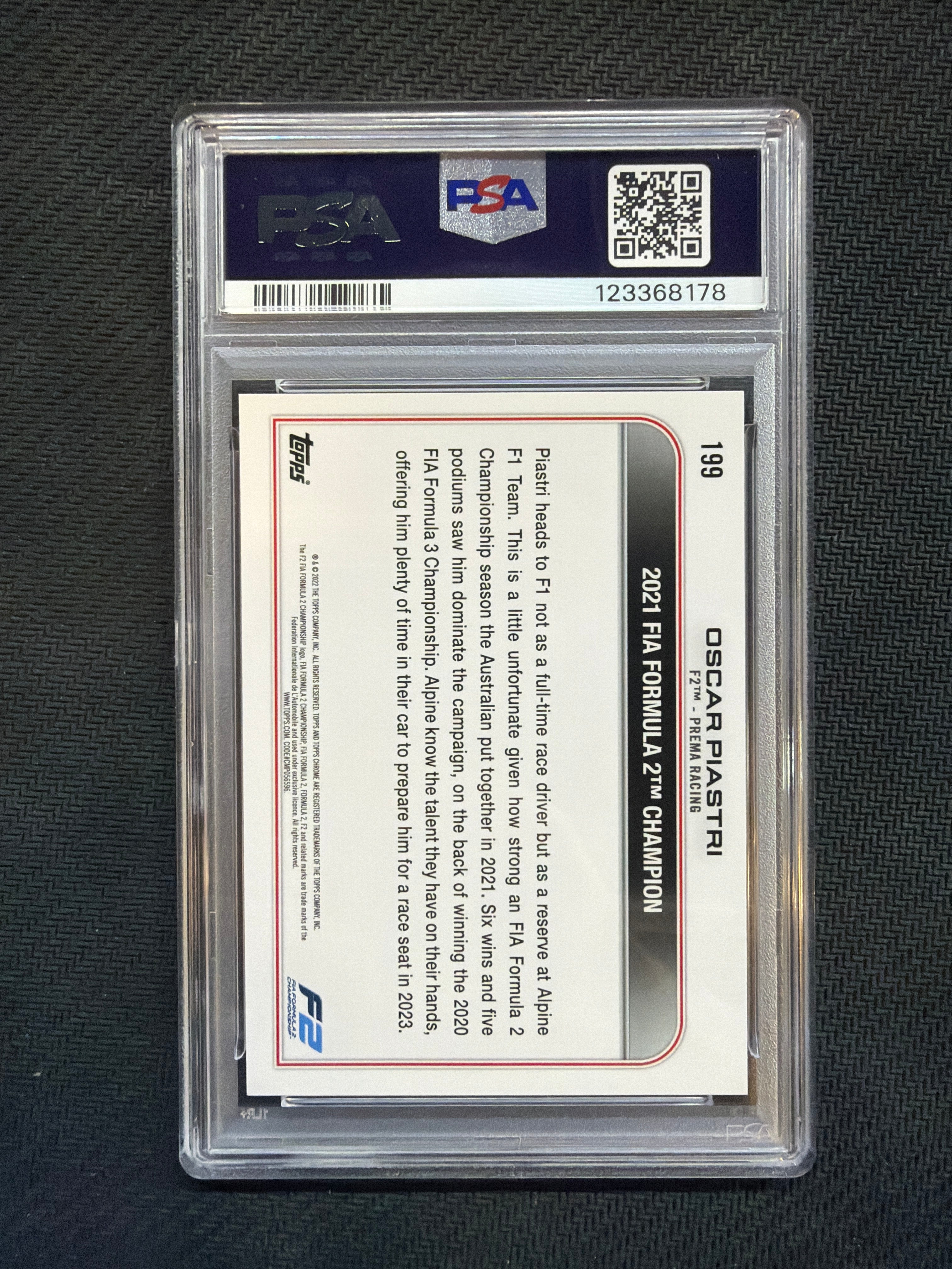 2022 Topps Chrome F1 Oscar Piastri Rookie PSA 9 178