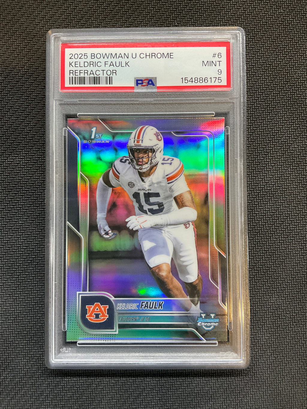 2025 Bowman U Chrome Keldric Faulk Refractor PSA 9 Auburn