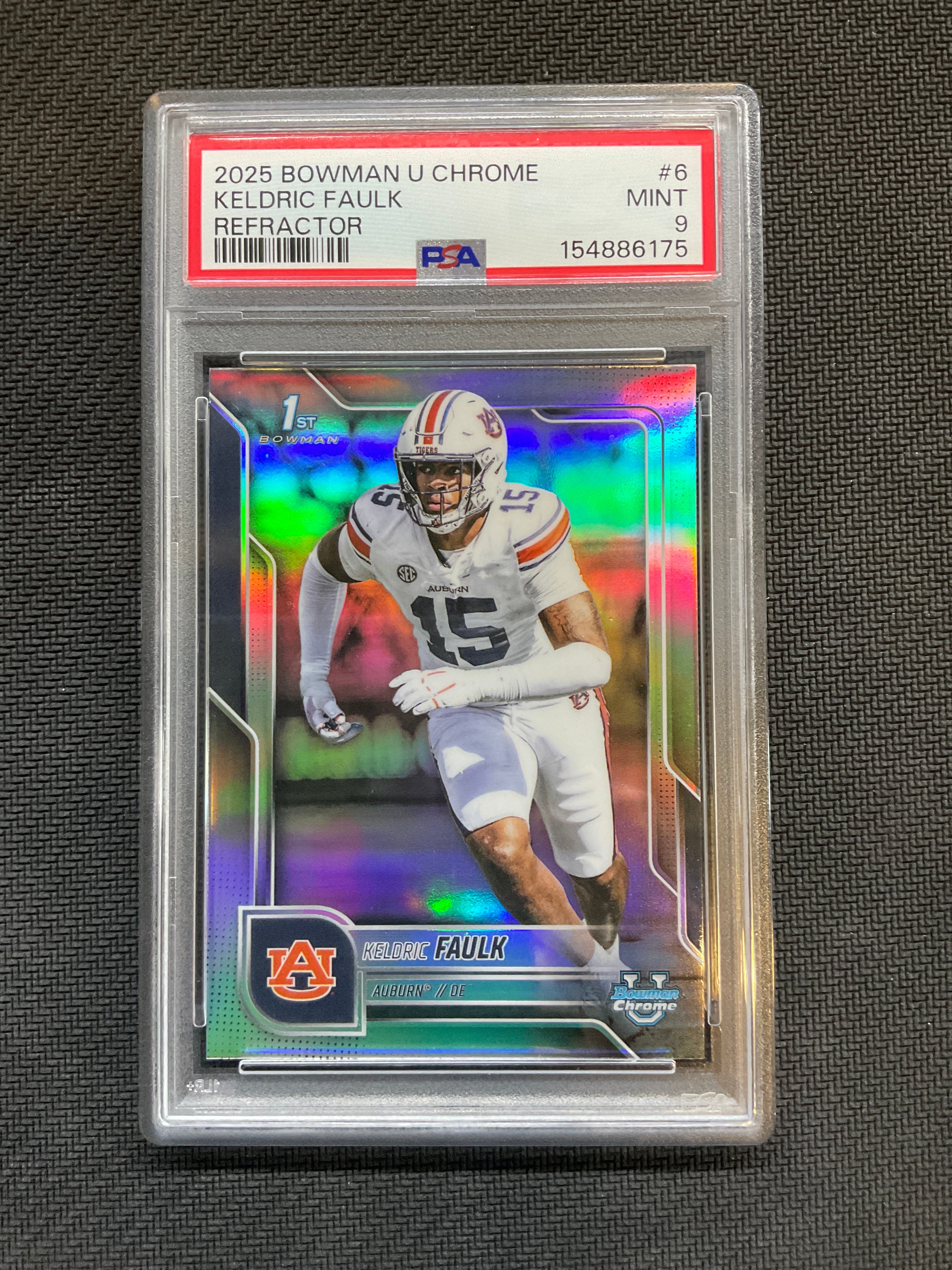 2025 Bowman U Chrome Keldric Faulk Refractor PSA 9 Auburn
