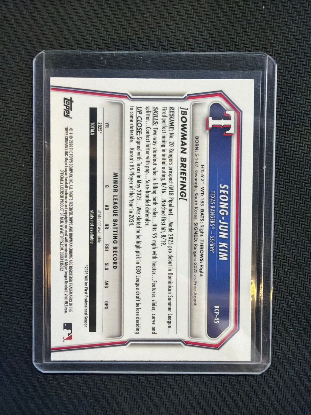 2026 Bowman Sapphire Seong-Jun Kim 1st Green /99