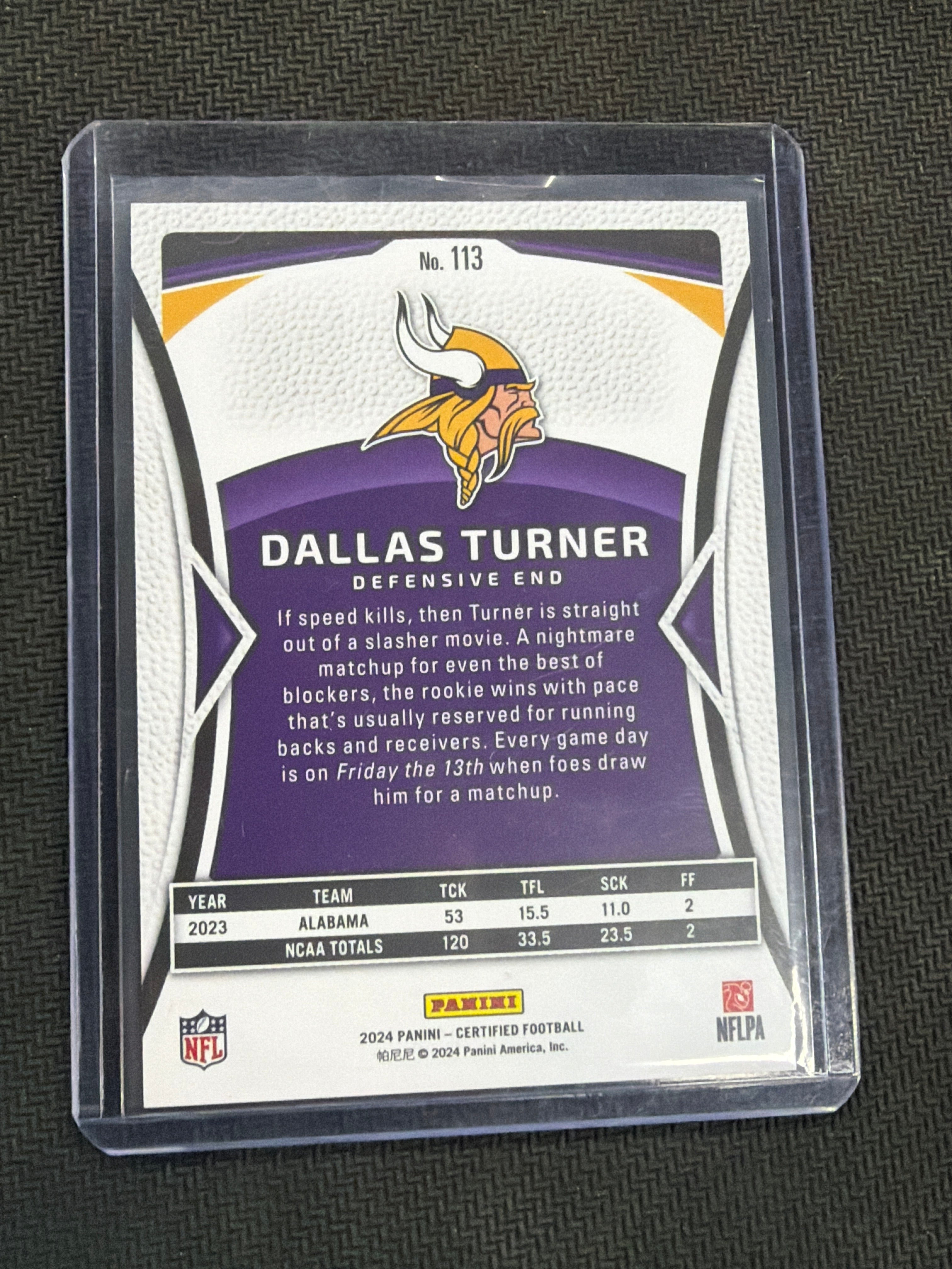 2024 Panini Certified Dallas Turner Rookie Red /100