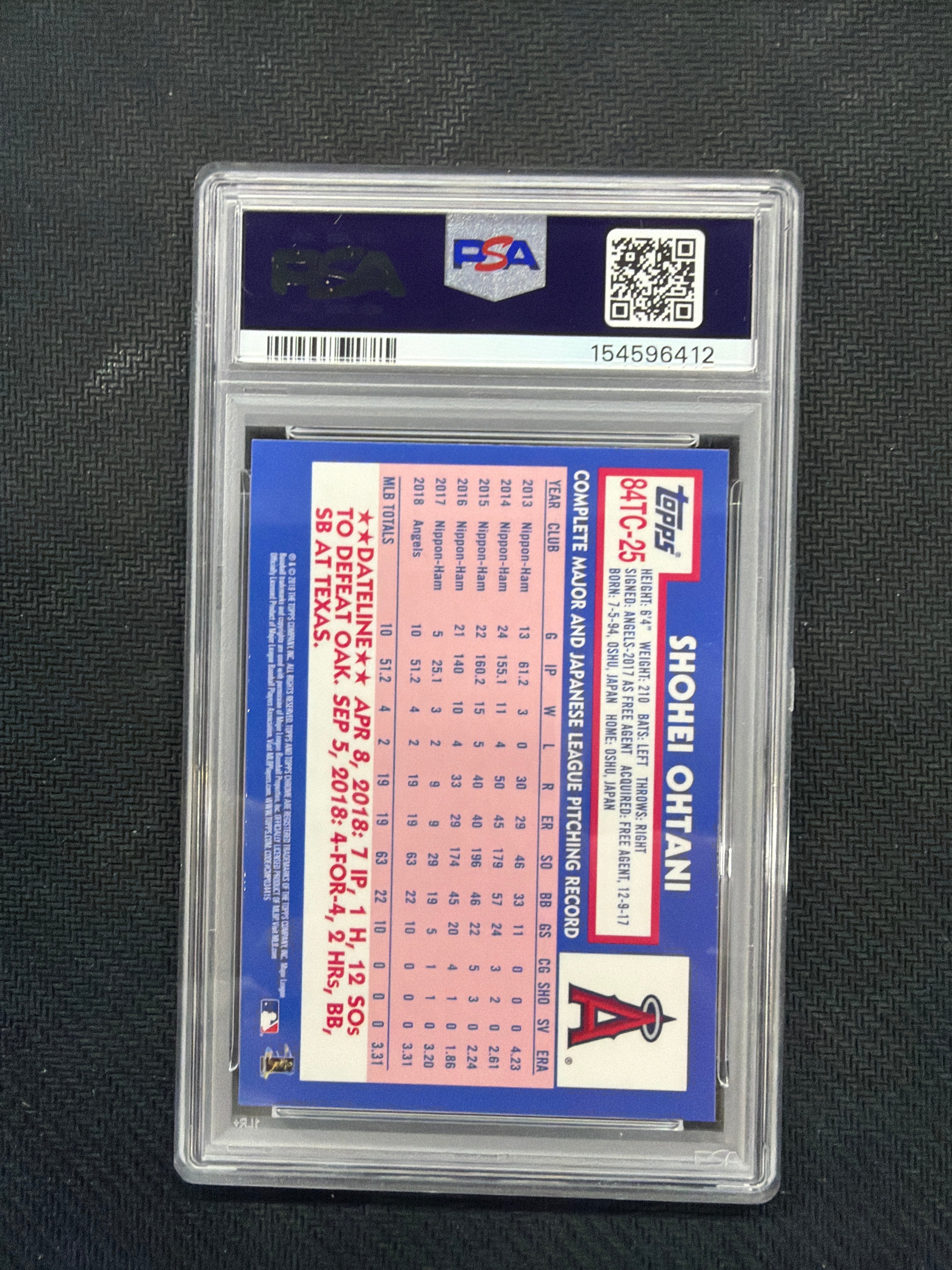 2019 Topps Chrome Shohei Ohtani 1984 Topps Baseball Refractor PSA 9 Angels