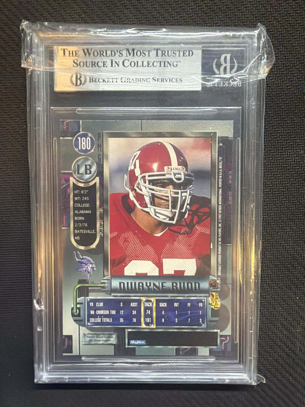 1997 Metal Universe Dwayne Rudd Green PMG BGS A (Missing Serial) Alabama