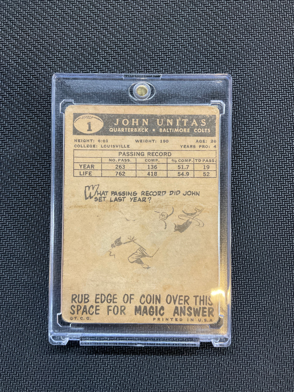 1959 Topps Johnny Unitas #1 Colts  Poor