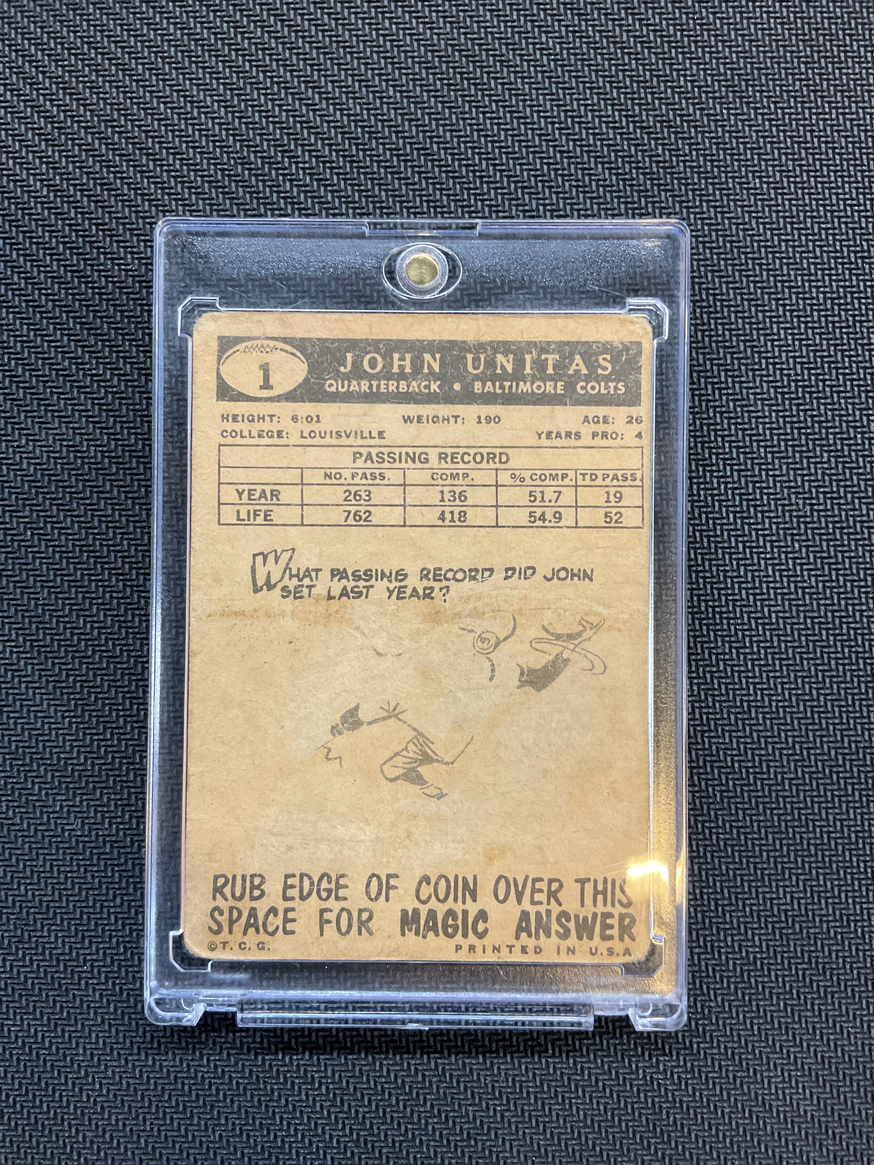 1959 Topps Johnny Unitas #1 Colts  Poor