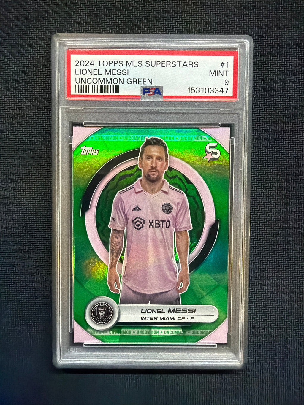 2024 Topps MLS Superstars Lionel Messi Uncommon Green PSA 9 Inter Miami