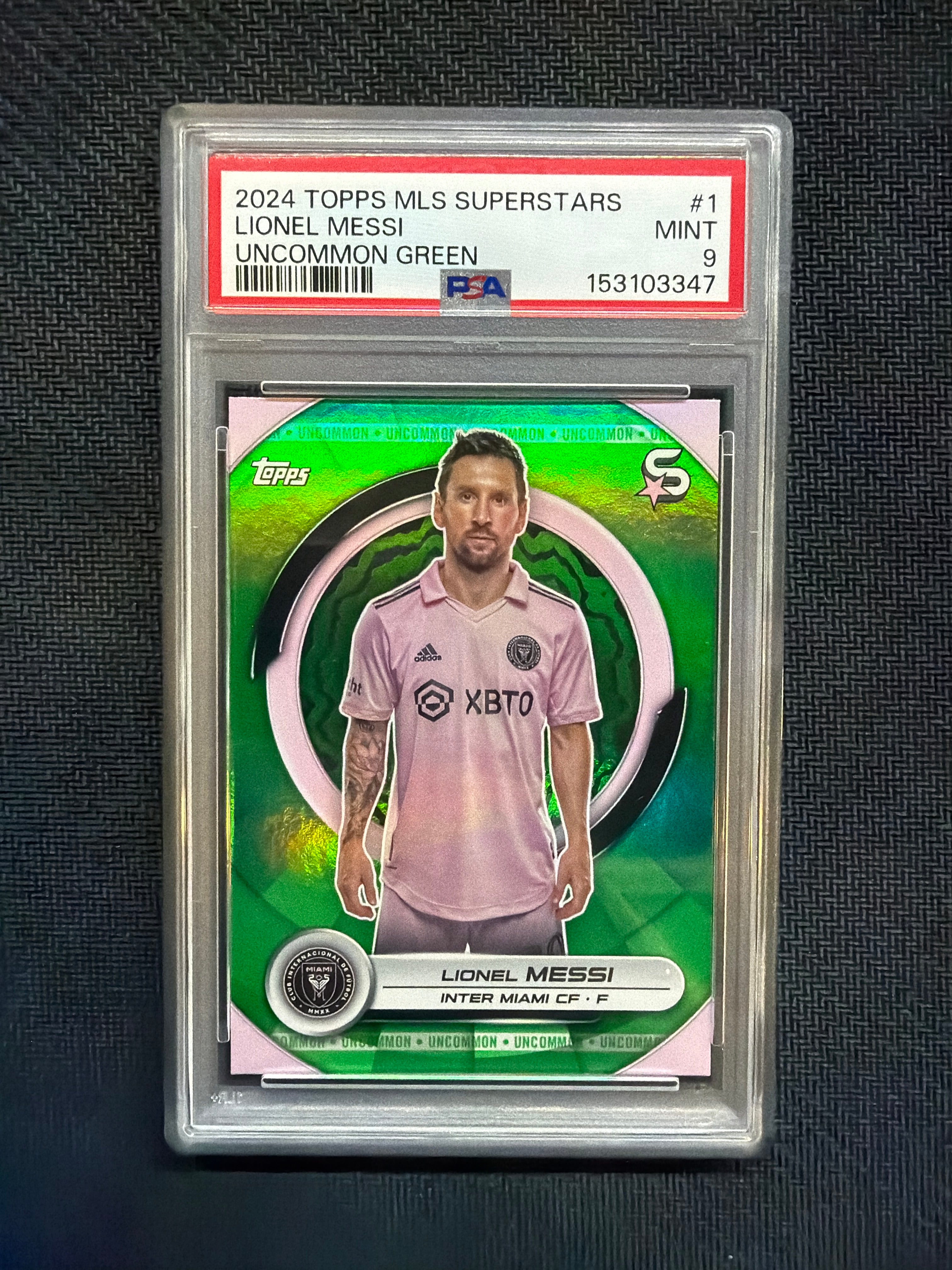2024 Topps MLS Superstars Lionel Messi Uncommon Green PSA 9 Inter Miami