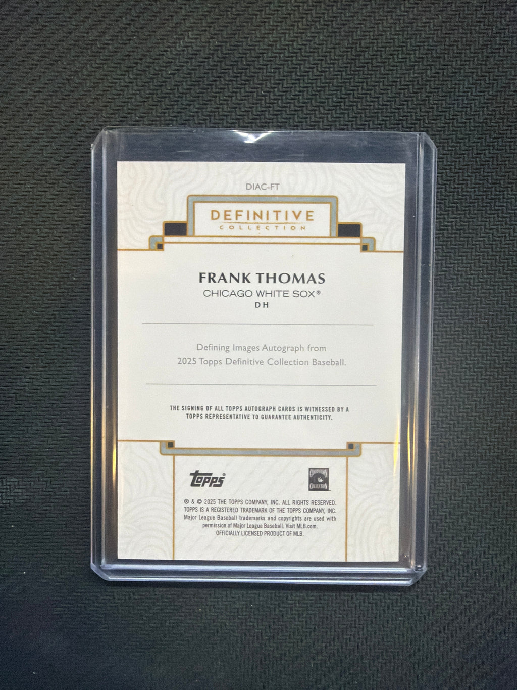 Frank Thomas 2025 Topps Definitive Defining Images RED Auto /5
