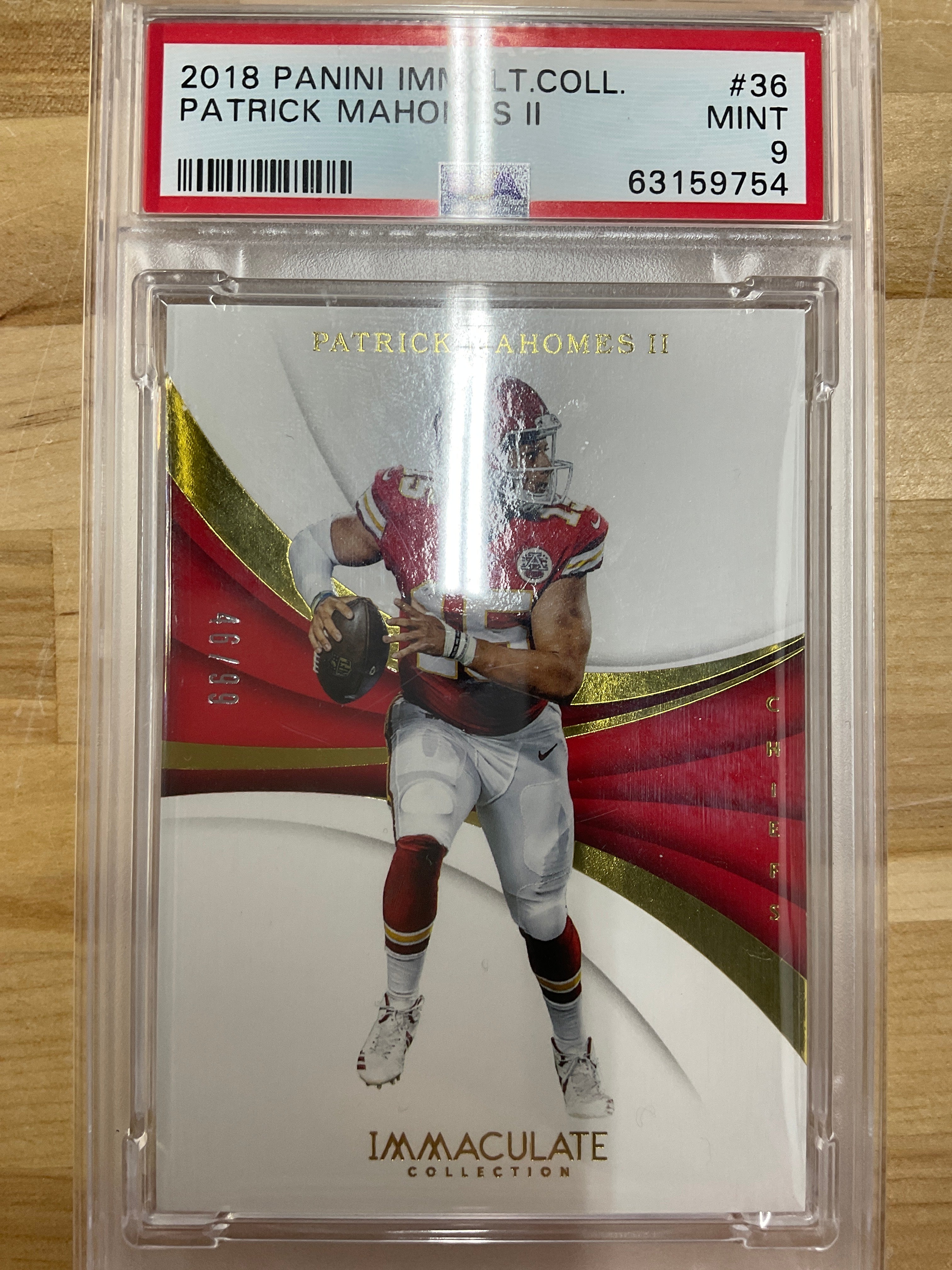 2018 Immaculate Patrick Mahomes II /99 Cheifs PSA 9