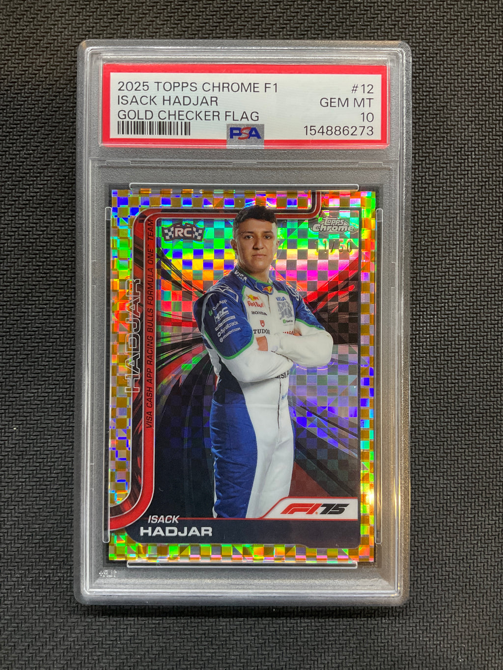 2025 Topps Chrome F1 Isack Hadjar Gold Checker Flag PSA 10