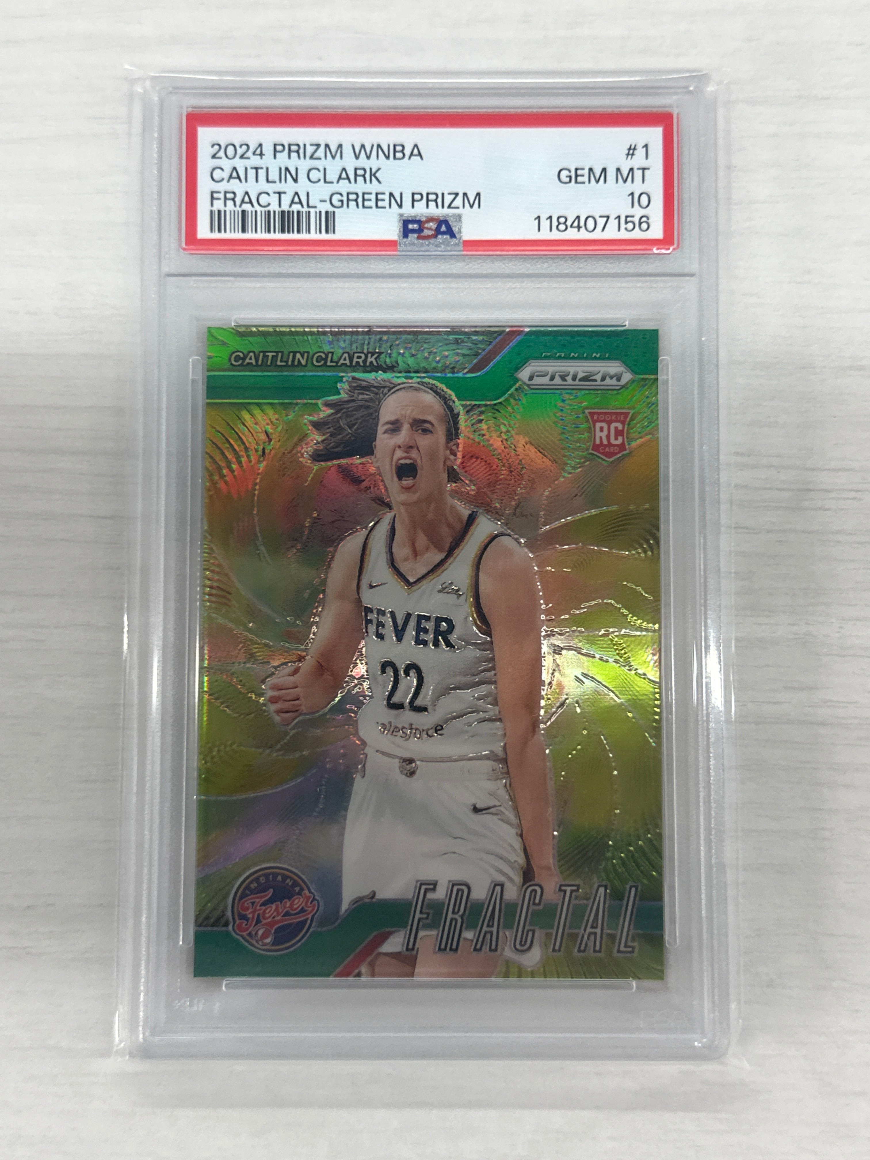 2024 Prizm WNBA Caitlin Clark Green Fractal PSA 10