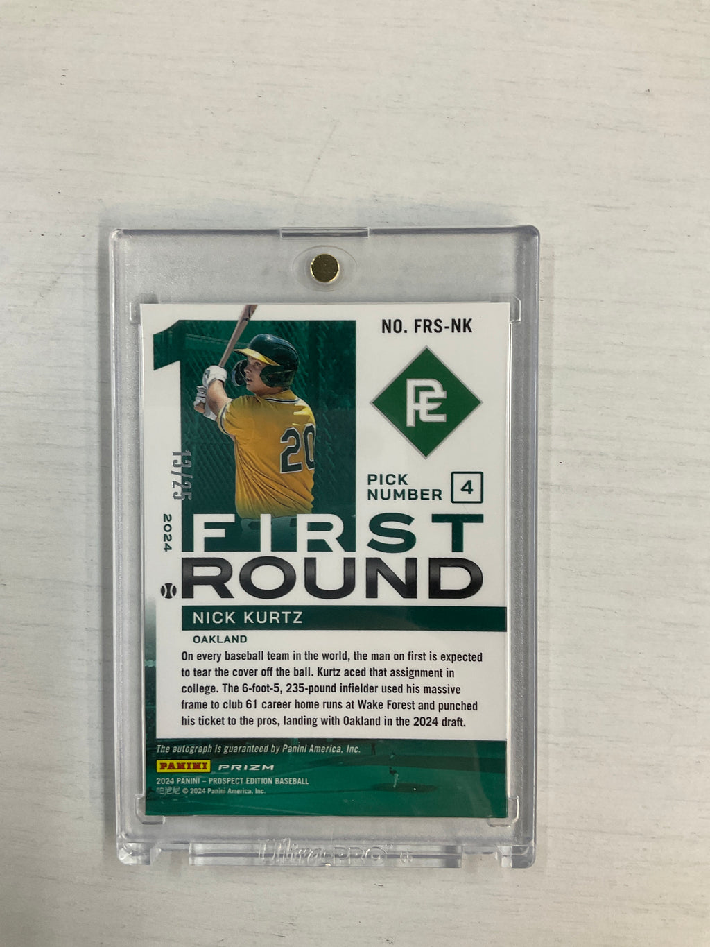 2024 Prospect Nick Kurtz First Round Auto /25