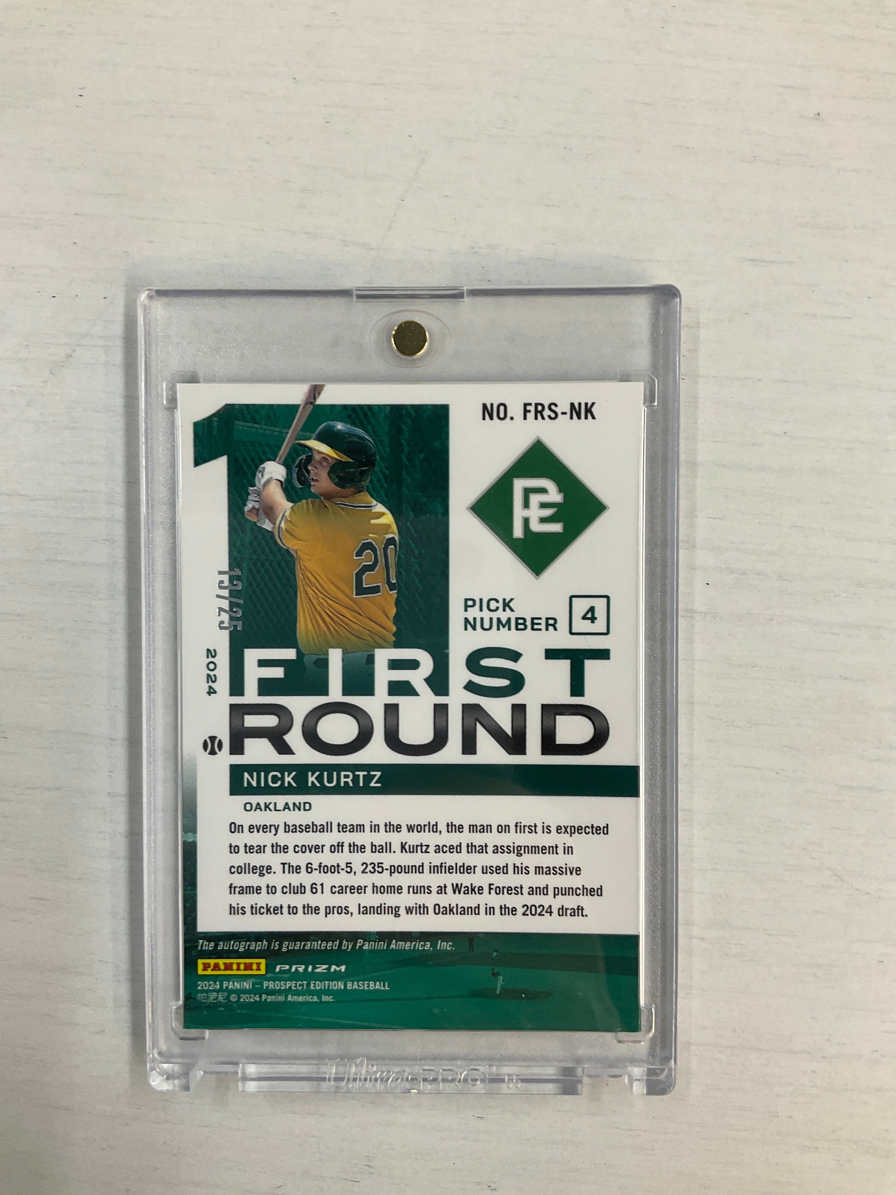 2024 Prospect Nick Kurtz First Round Auto /25