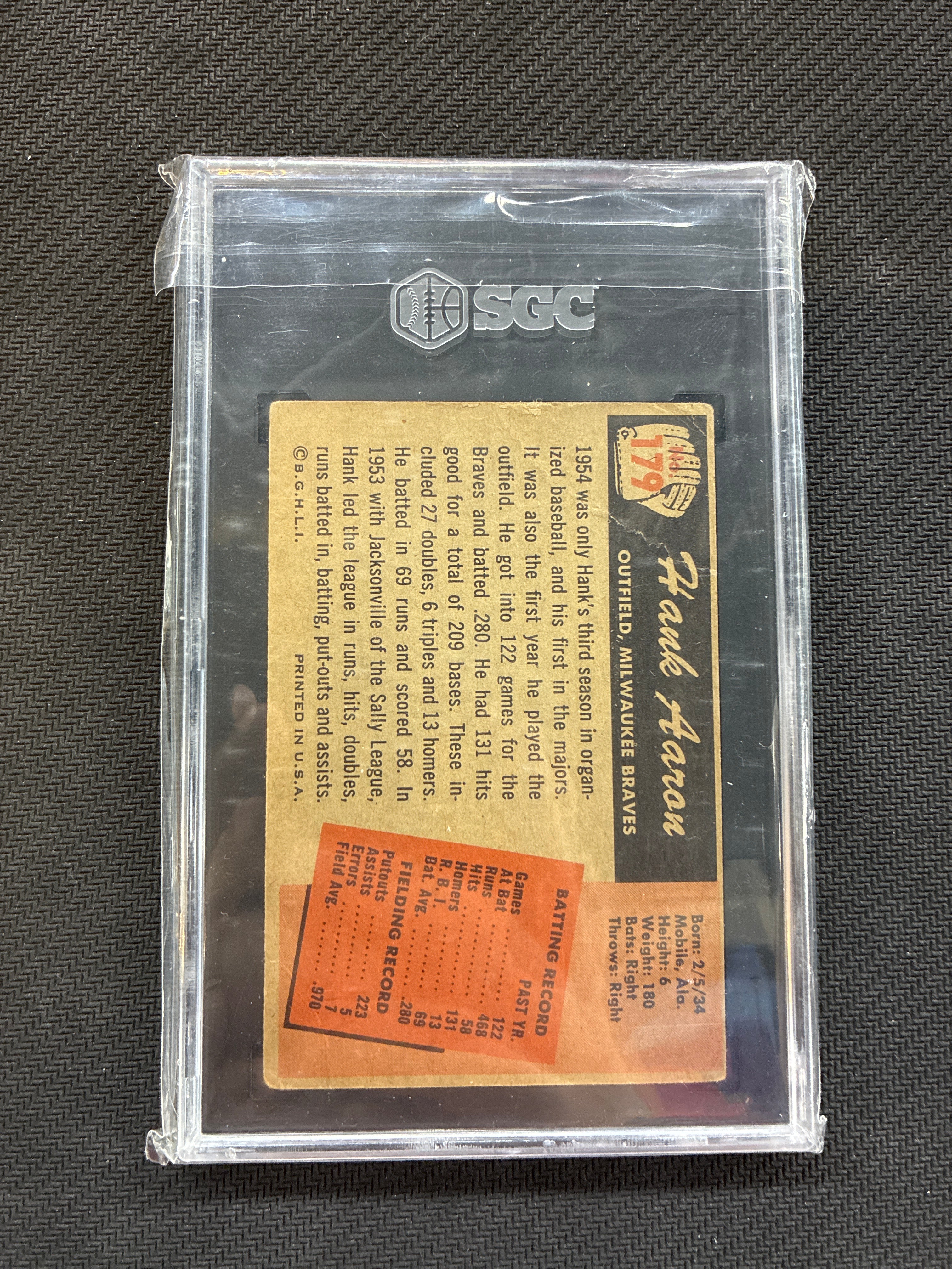 1955 Bowman Hank Aaron SGC 1.5 Braves