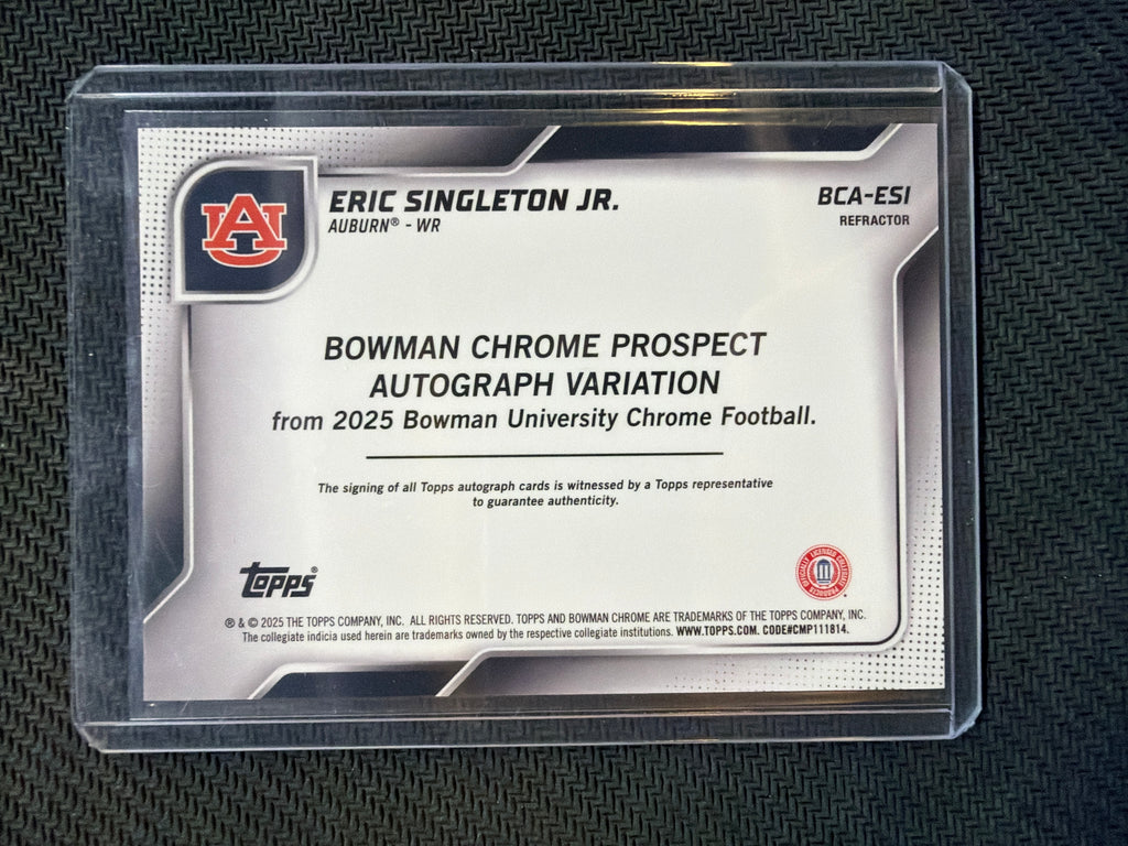 2025 Bowman Chrome U Eric Singleton Auto Refractor /299 Auburn