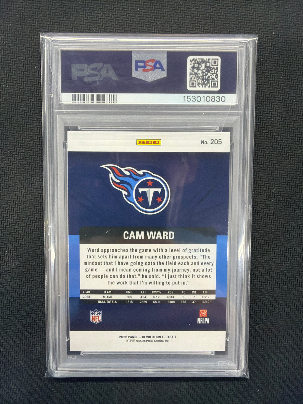 2025 Revolution Cam Ward Rookie #205 PSA 10