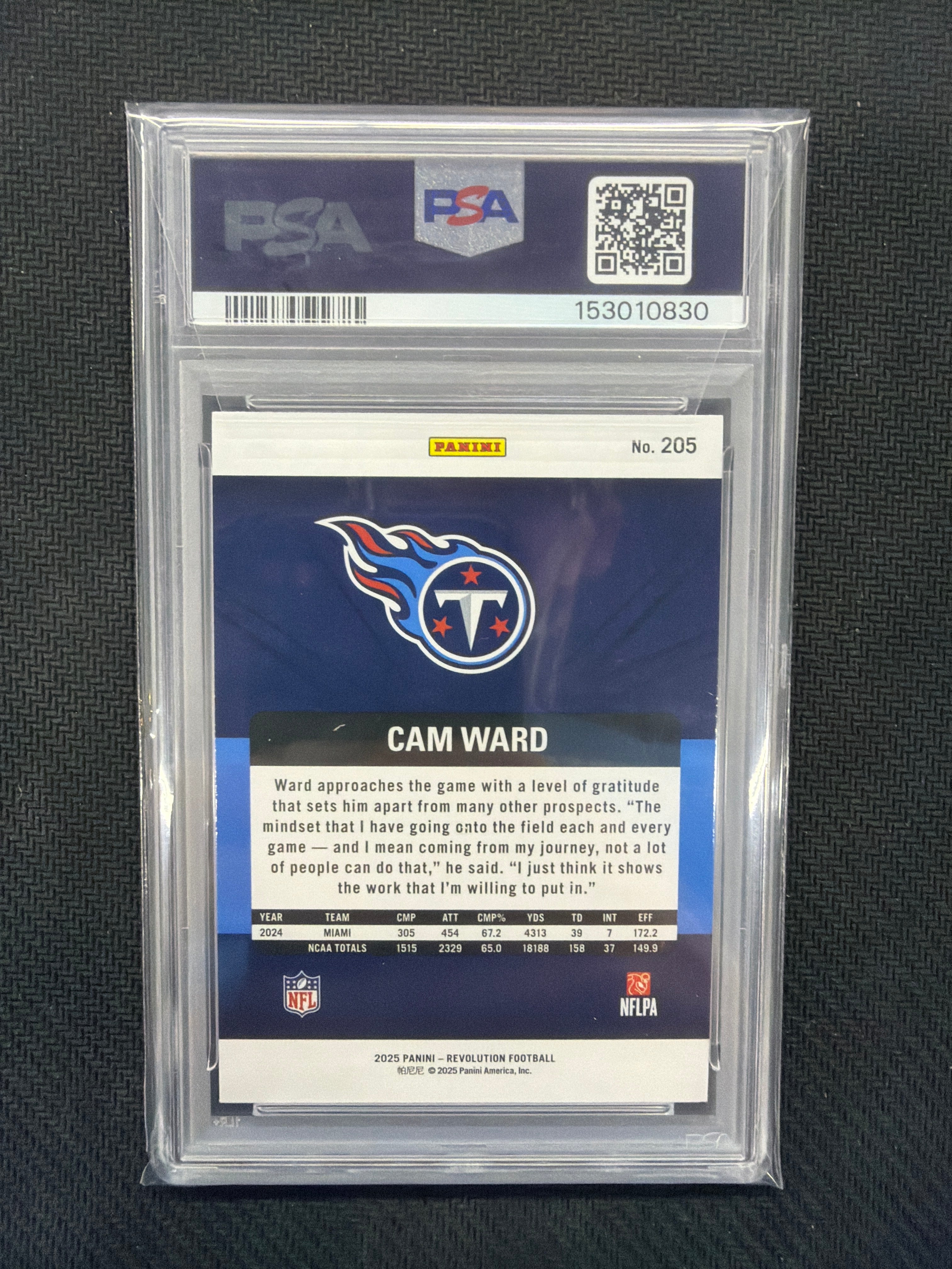 2025 Revolution Cam Ward Rookie #205 PSA 10