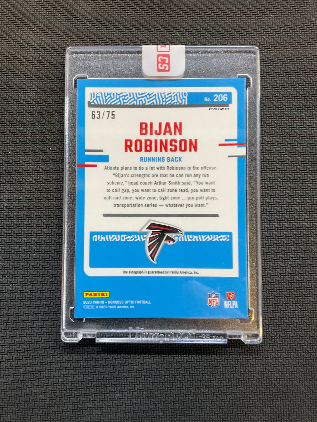 2023 Donruss Optic Bijan Robinson Rookie Auto Holo /75 Falcons
