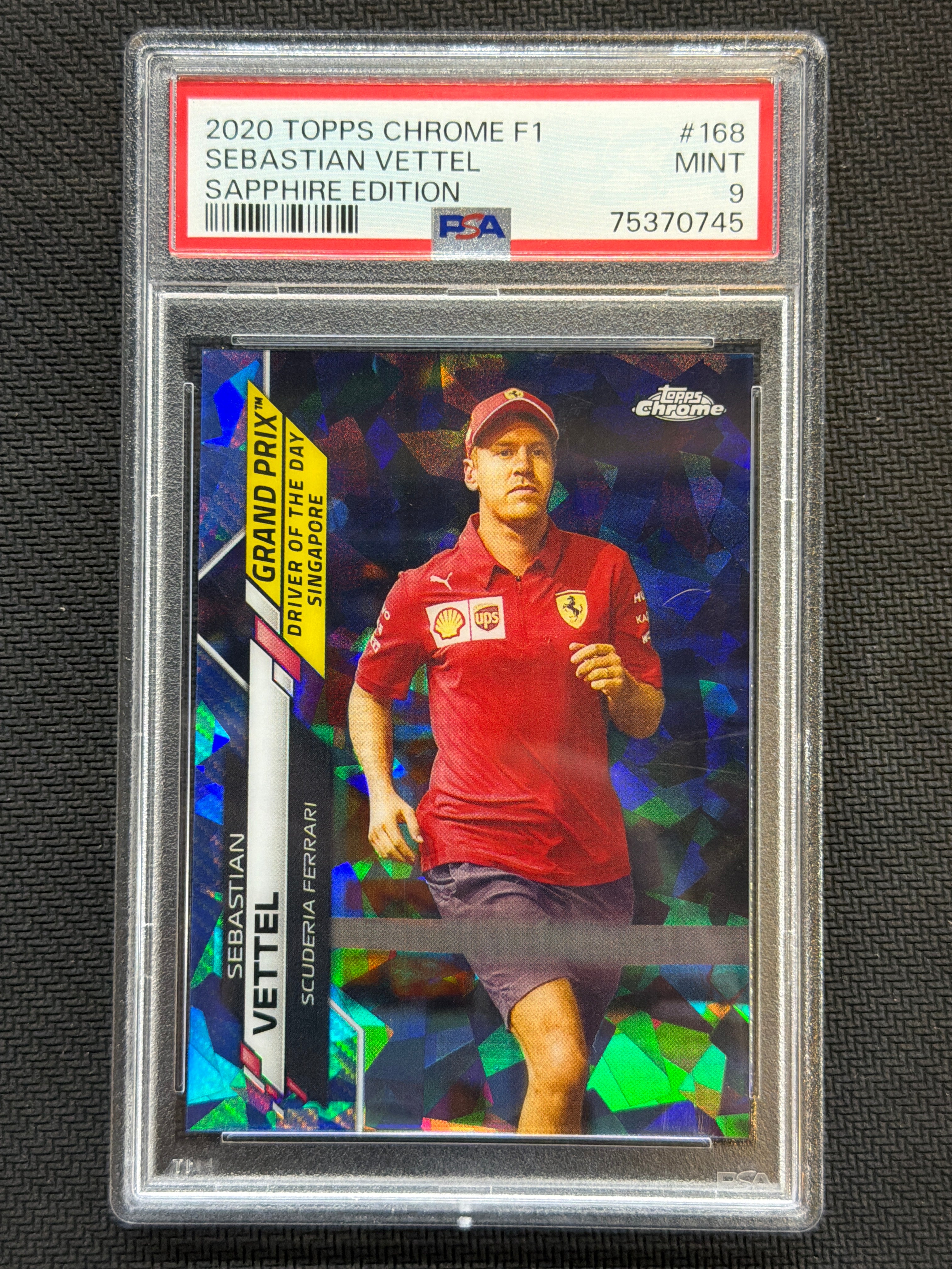 2020 Topps Chorme F1 Sapphire Sebastian Vettell Sapphire #168 PSA 9