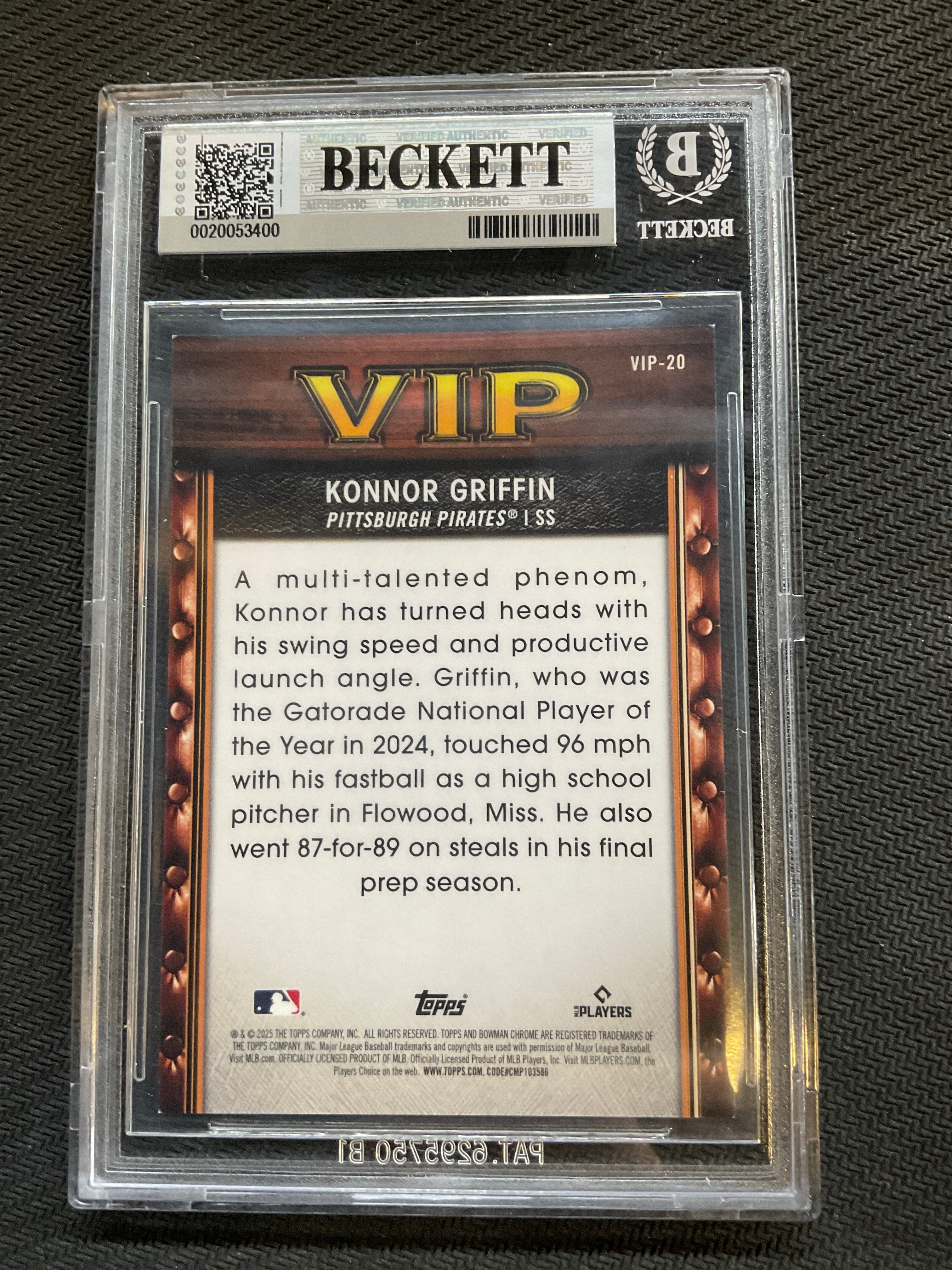 2025 Bowman Chrome Konnor Griffin Burgandy /275 BGS 9 VIP Pirates