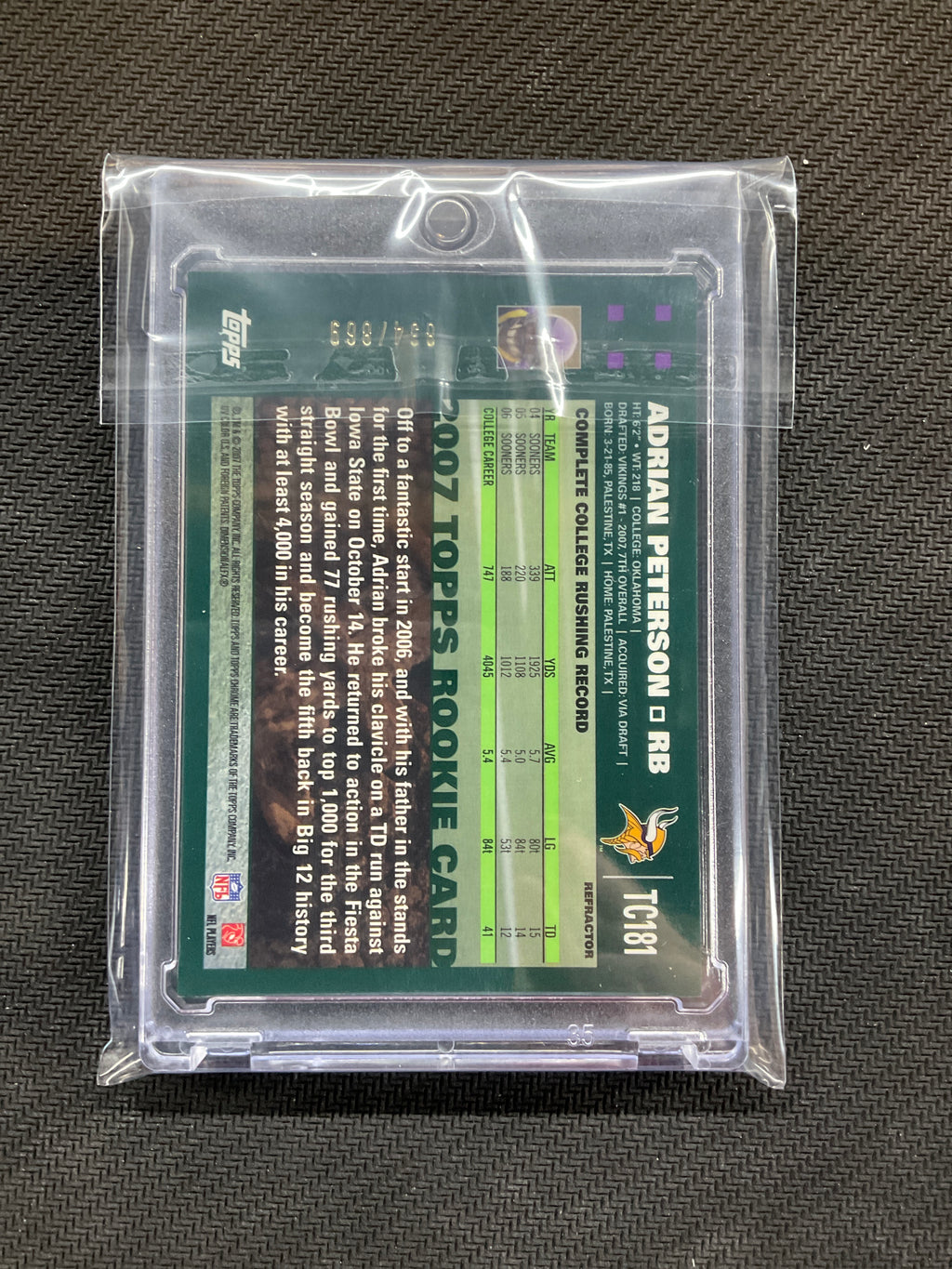 2007 Topps Chrome Adrian Peterson White /869 Rookie
