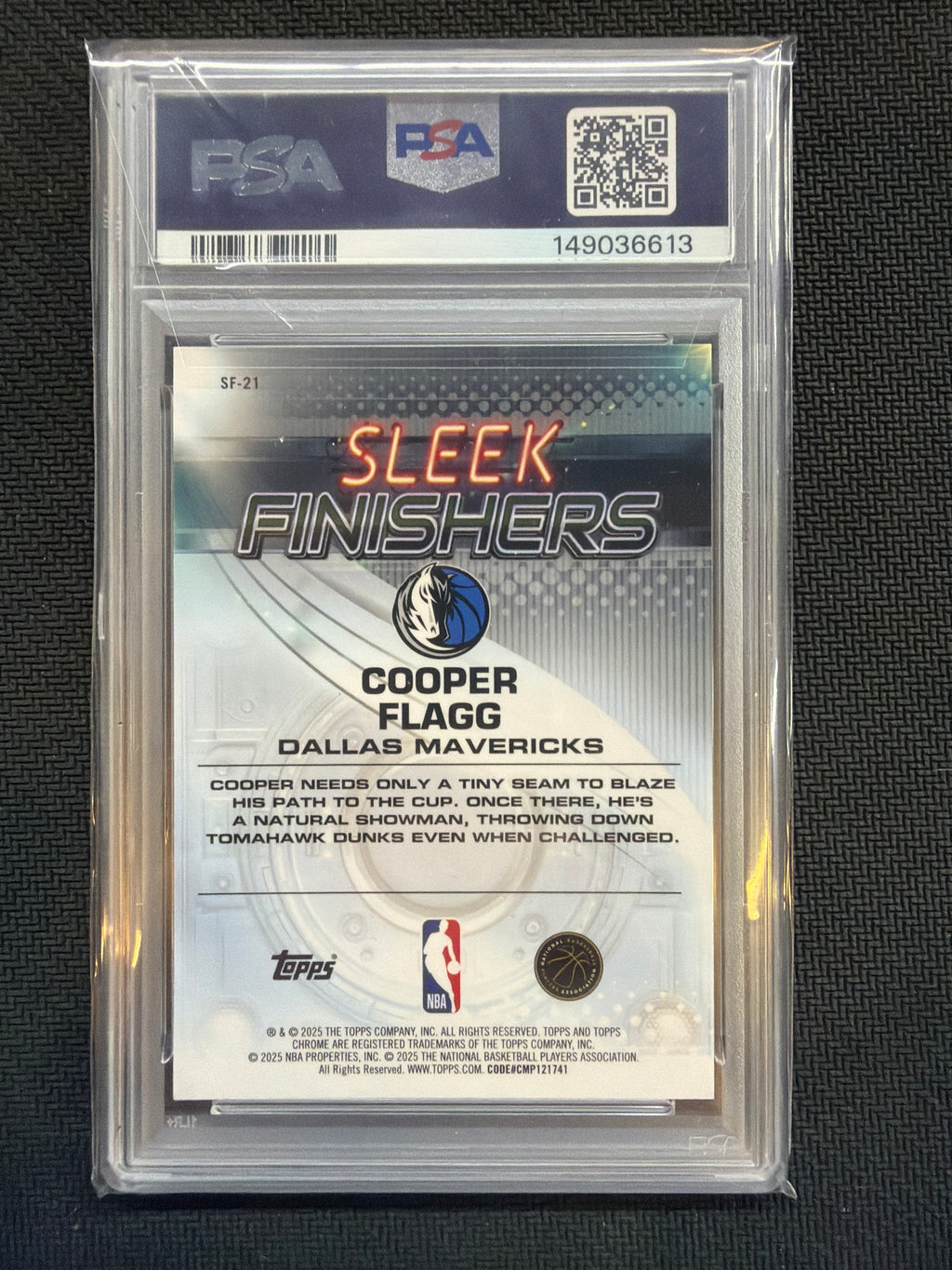 2025/26 Topps Chrome Cooper Flagg Rookie Sleek Finishers Blue /150 PSA 10