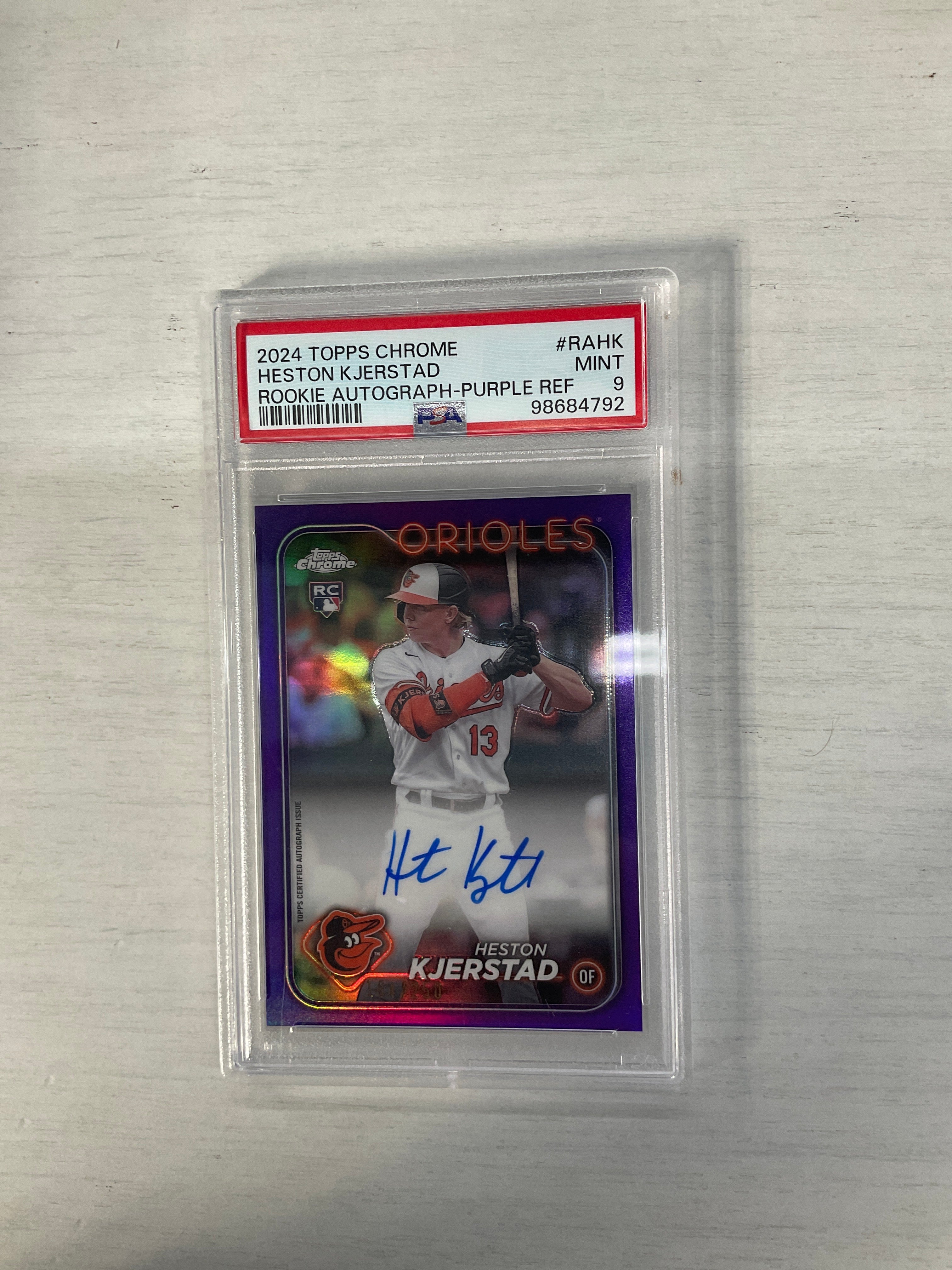 2024 Topps Chrome Heston Kjerstad Purple Auto /250 PSA 9