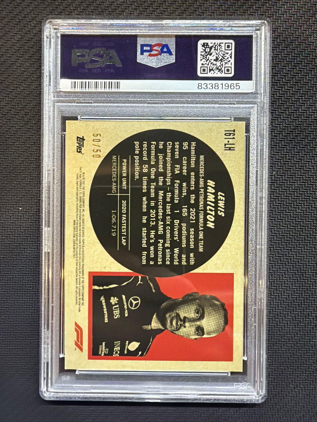 2021 Topps F1 Lewis Hamilton '61 Gold /50 PSA 9 Mercedes 965