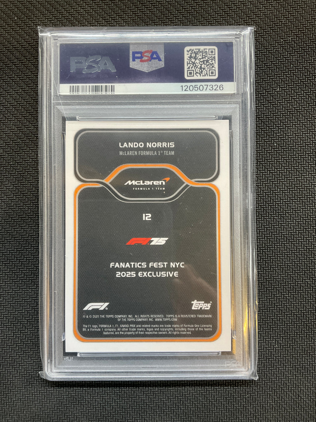 2025 Topps F1 Fanatics Fest Lando Norris #12 PSA 10 Mclaren
