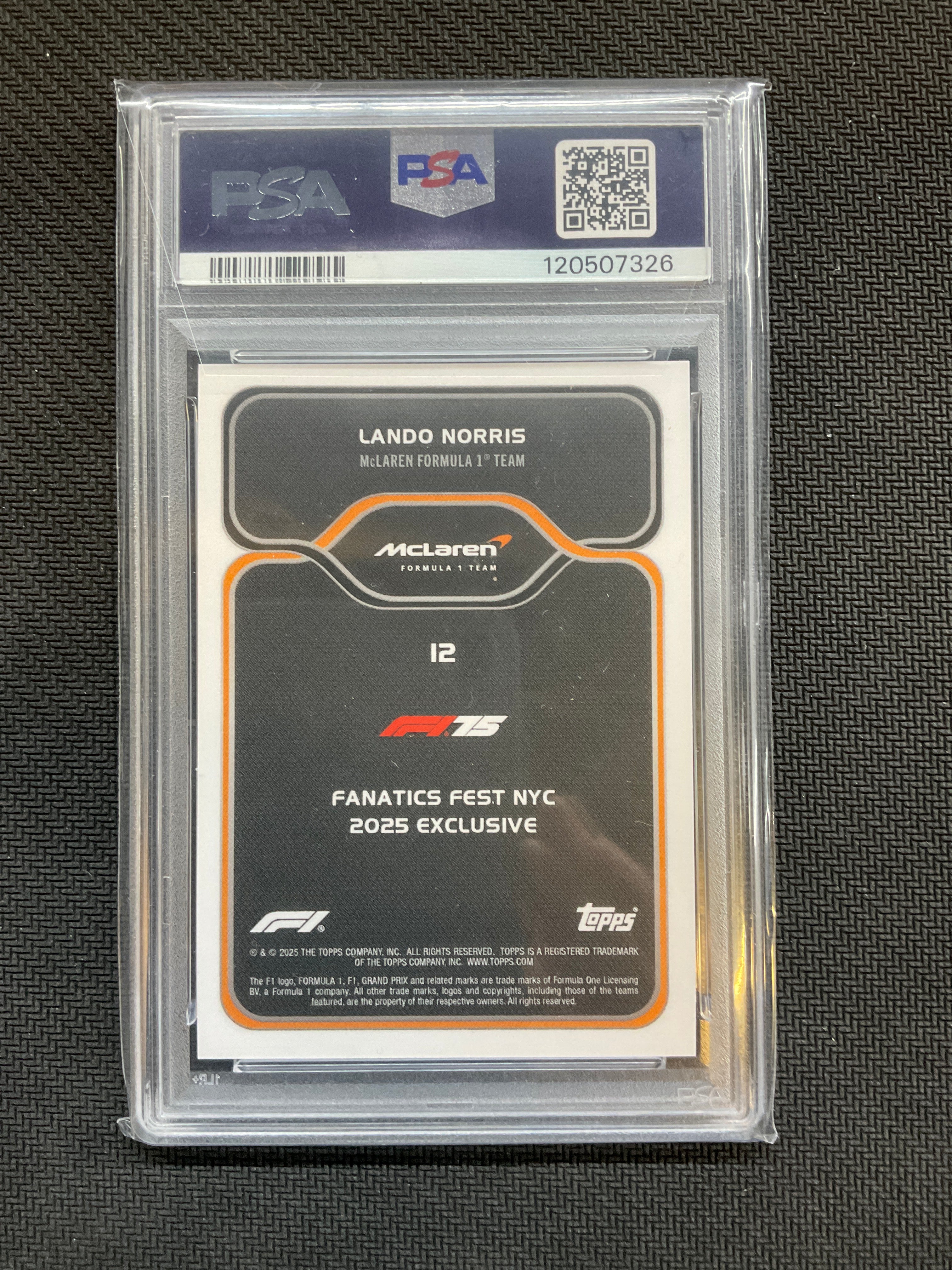 2025 Topps F1 Fanatics Fest Lando Norris #12 PSA 10 Mclaren