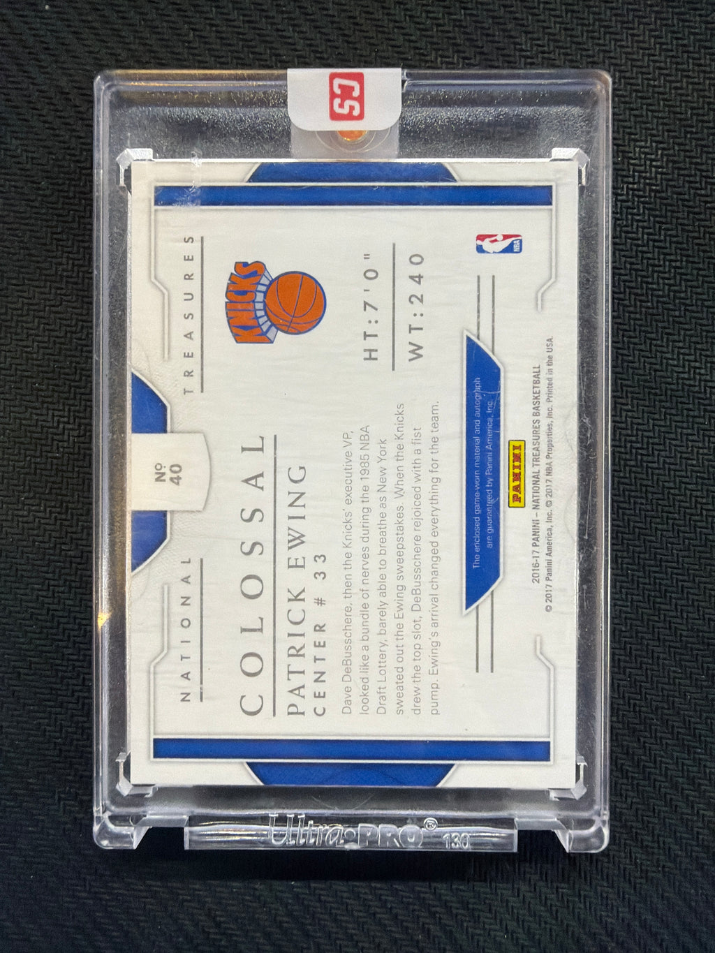 2016-17 Panini National Treasres Patrick Ewing Patch Auto Colossal /49 New York