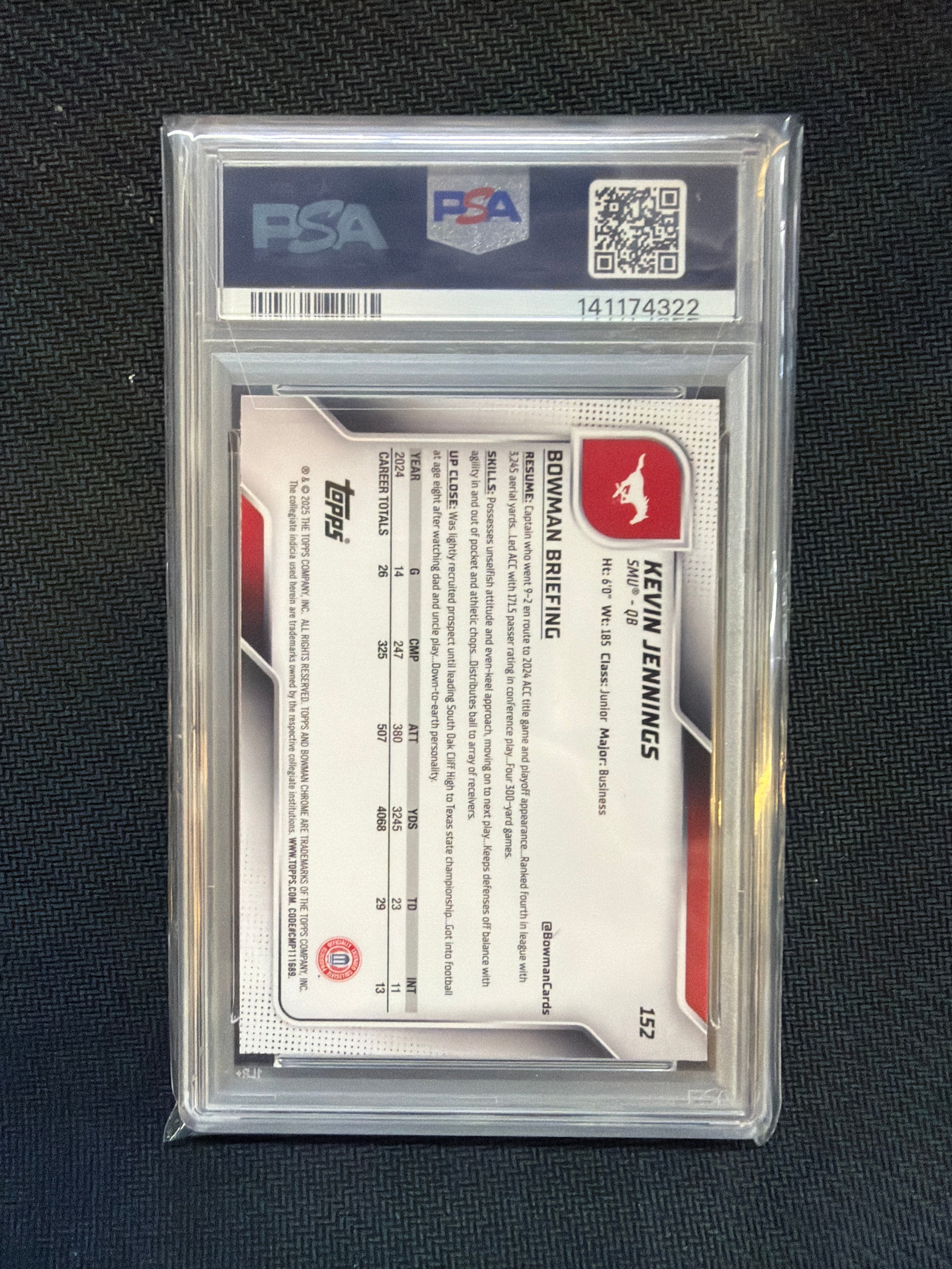 2025 Bowman U Sapphire Kevin Jennings PSA 10 SMU